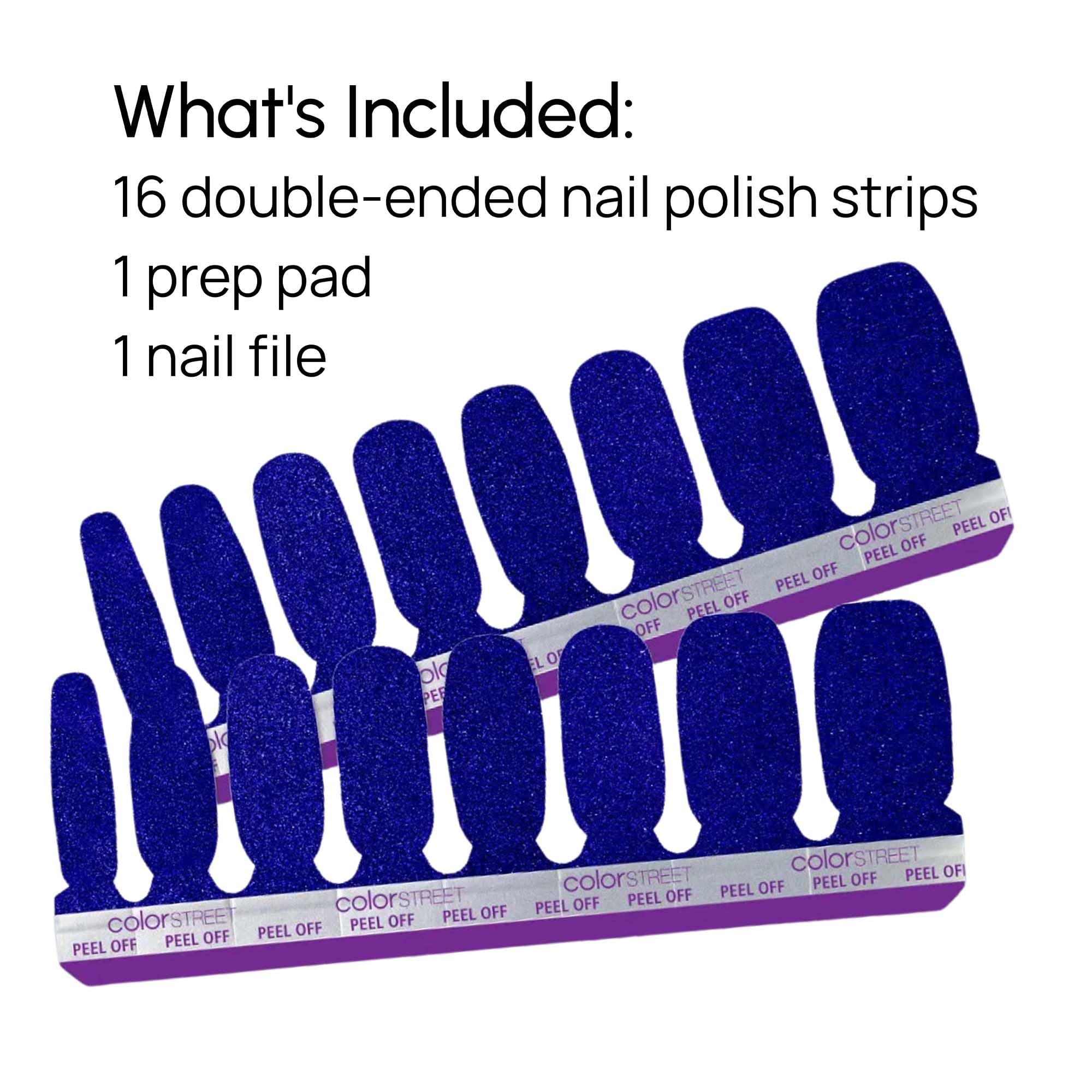 Color Street Punk Phase Shimmer full manicure set includes strips, prep pad, and nail file