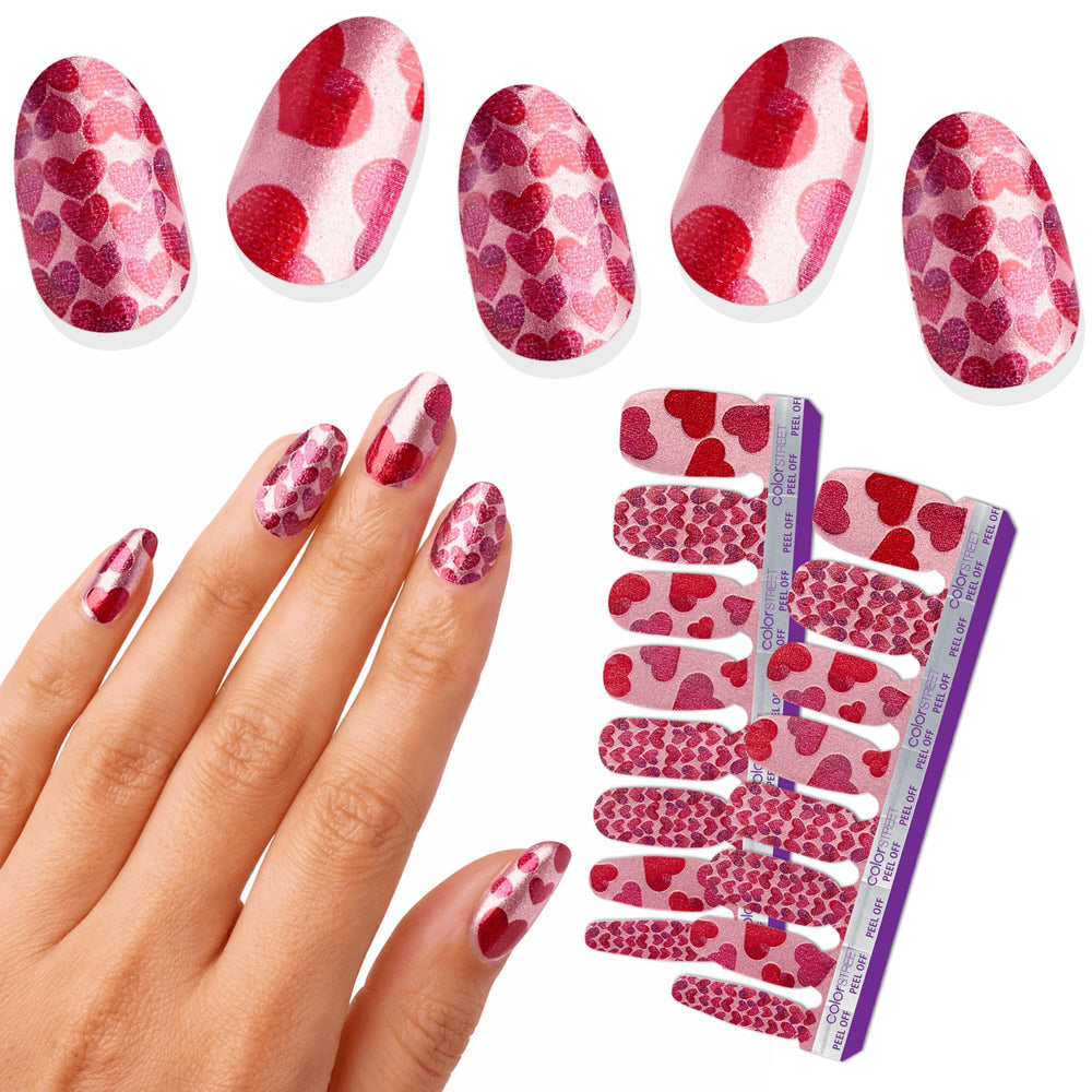Color Street Thief of Hearts rose gold base nails for at-home salon shine.
