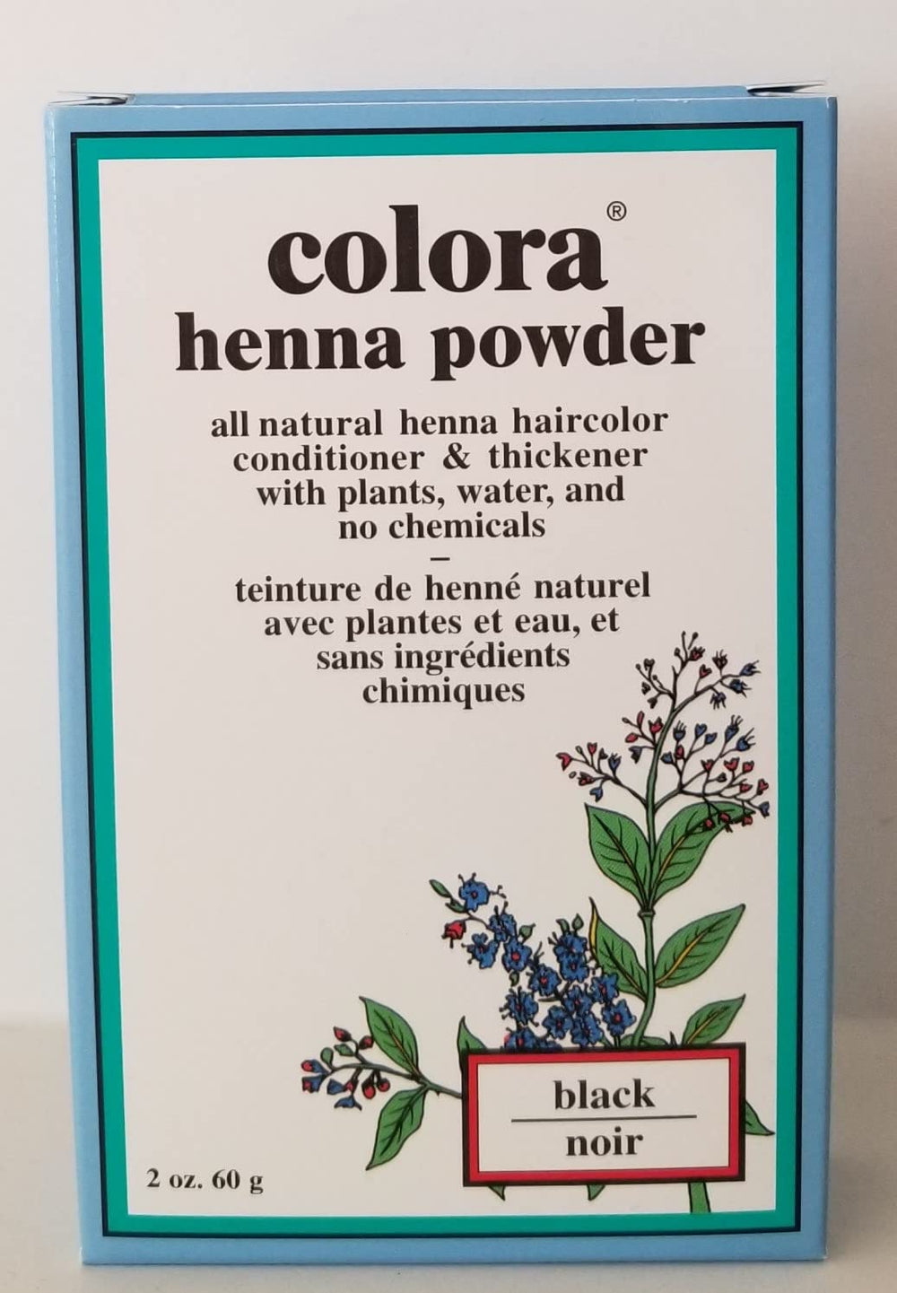 Close-up of Colora Henna Powder Black texture highlighting plant-based formula