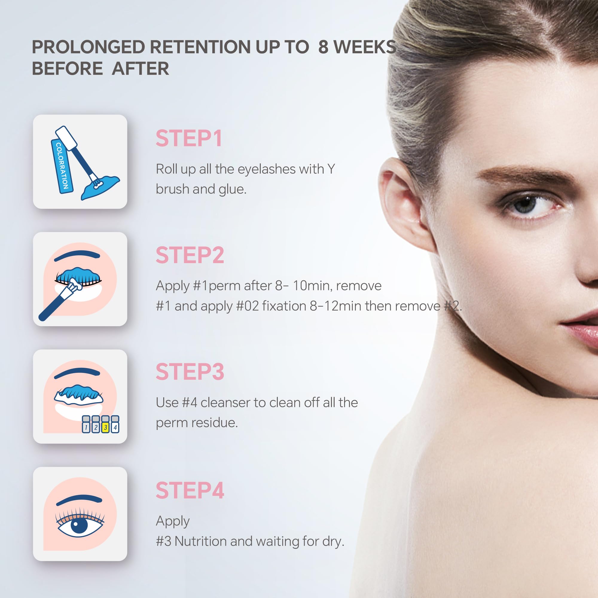 COLORRATION lash lift tools and pads displayed for curvature customization