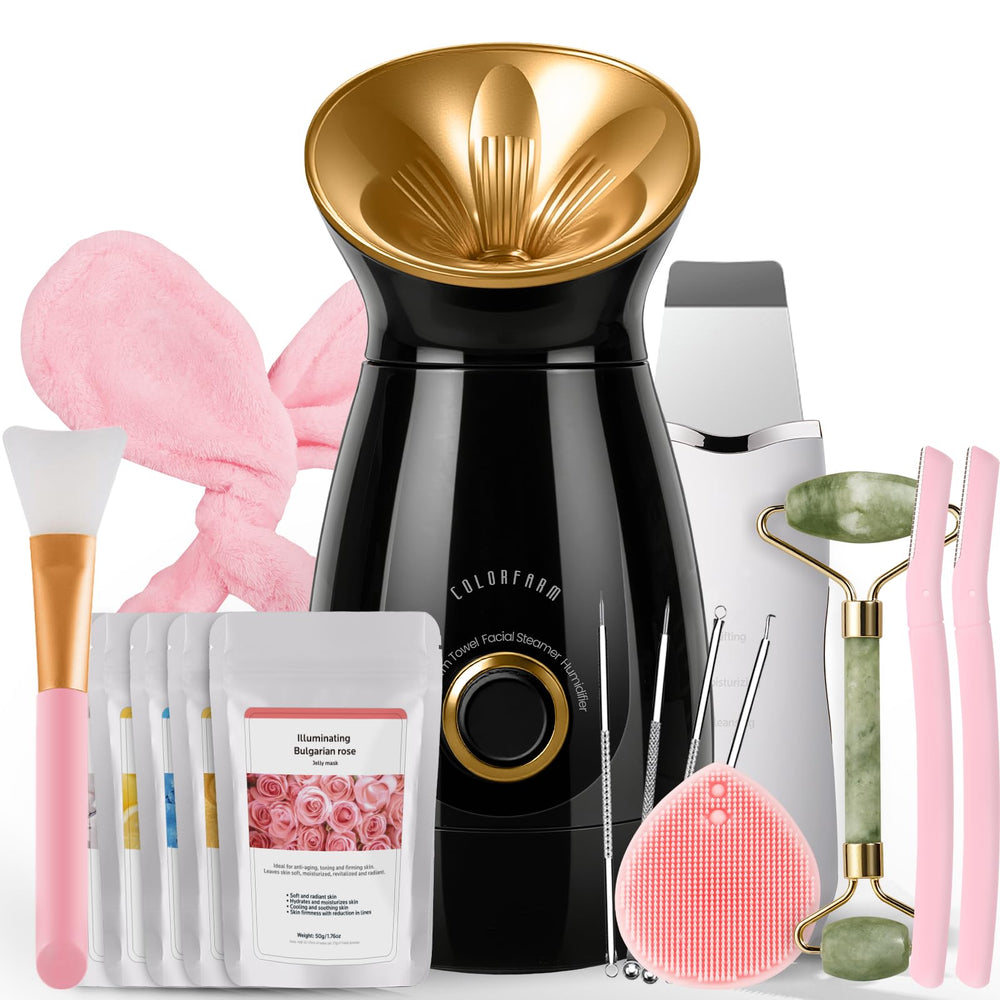 Colorfarm facial steamer nano ionic emits fine mist for deep cleansing