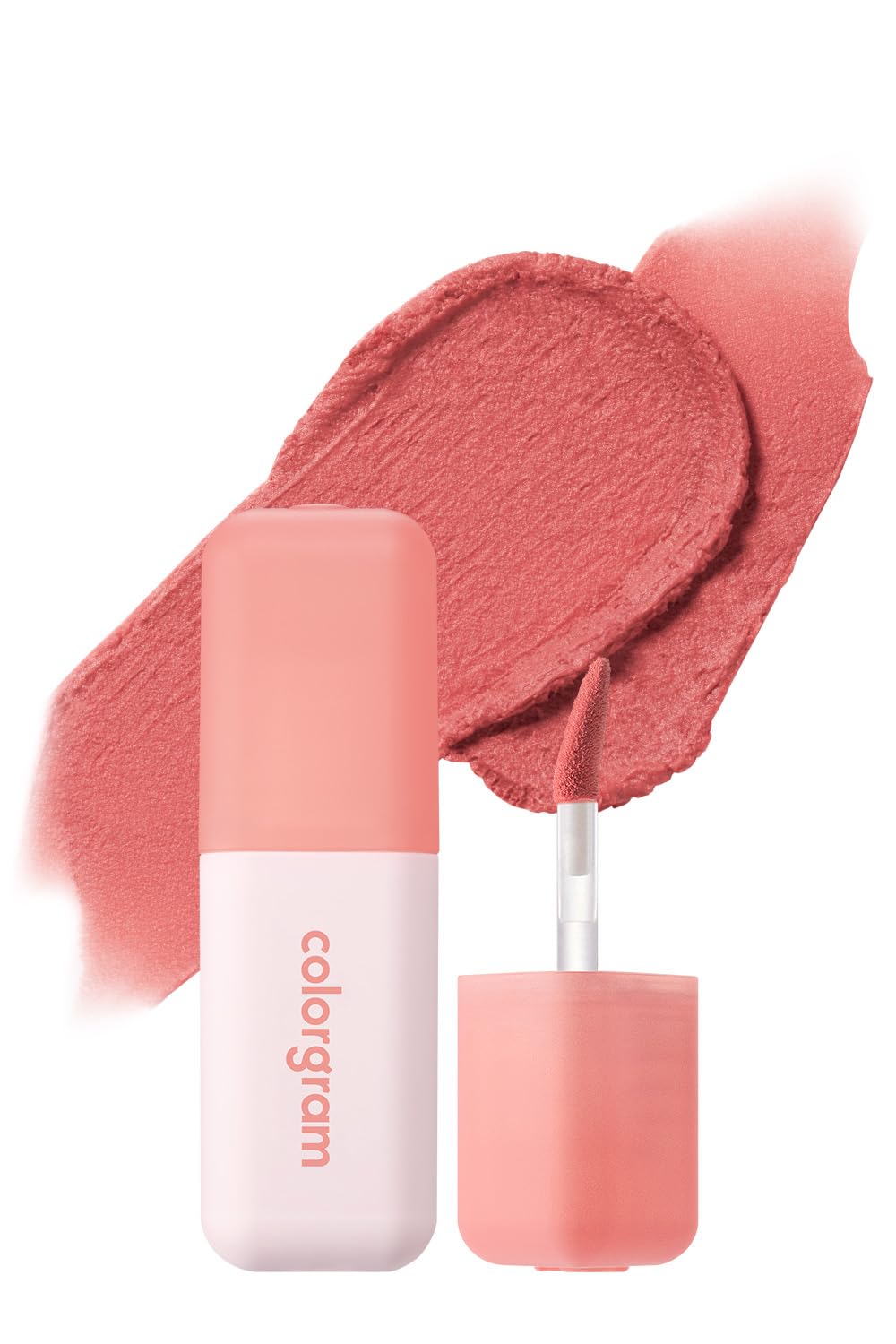 COLORGRAM Nude Blur Tint 16 Romantic Coral packaging close-up highlights a soft blur finish.