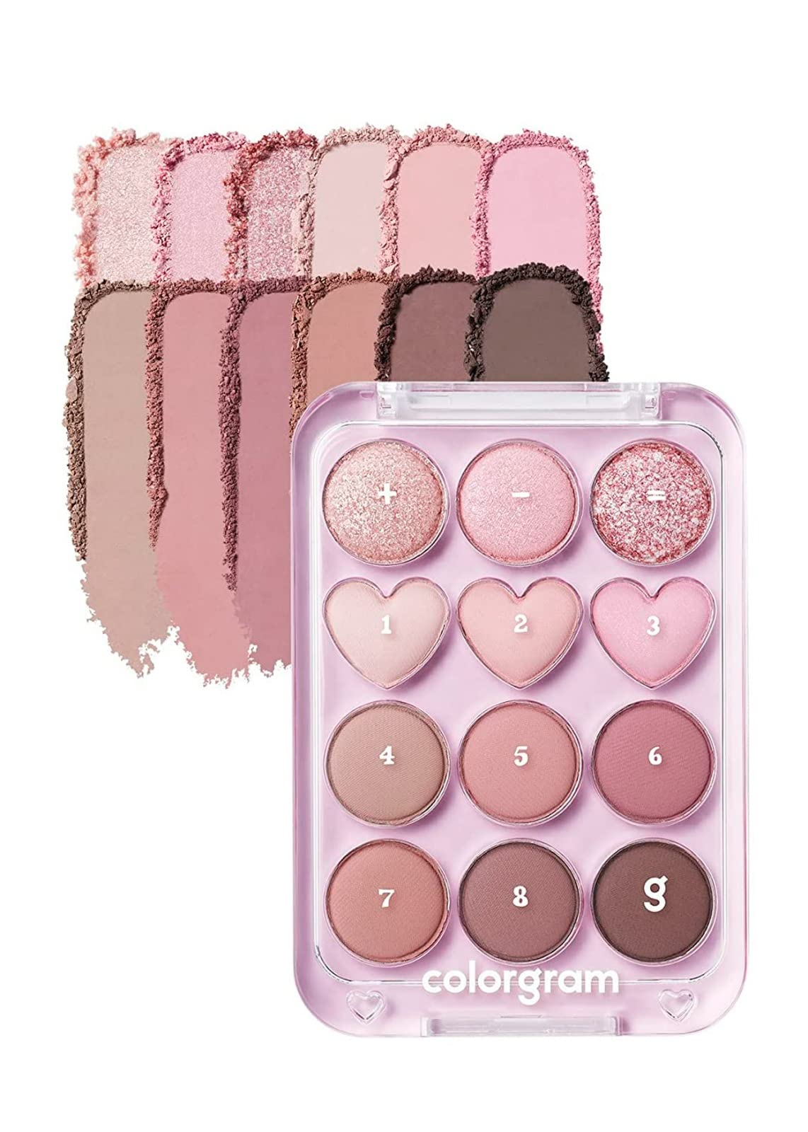 COLORGRAM Pin Point Palette pink-mauve close-up of matte and shimmer shades