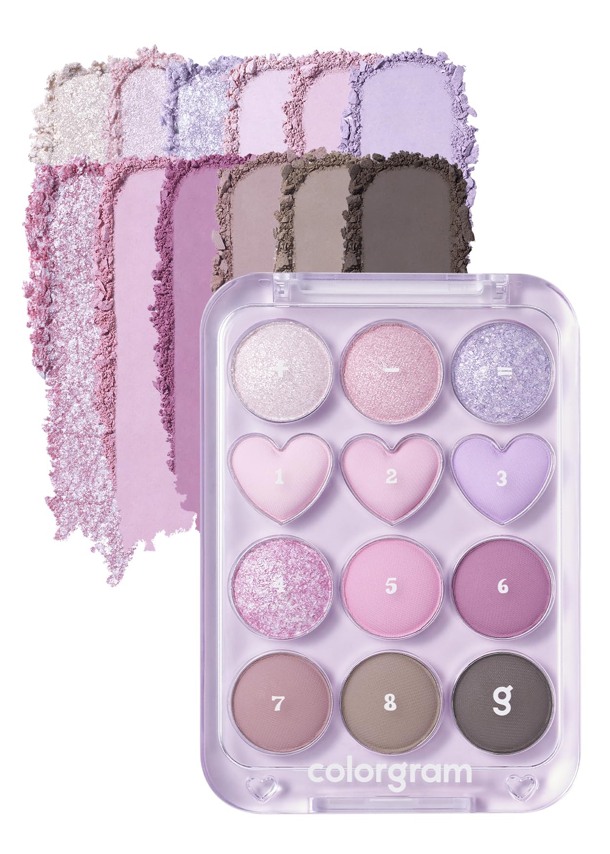 COLORGRAM Pin Point Eyeshadow Palette 03 Pink+Lavender compact for versatile daily looks.