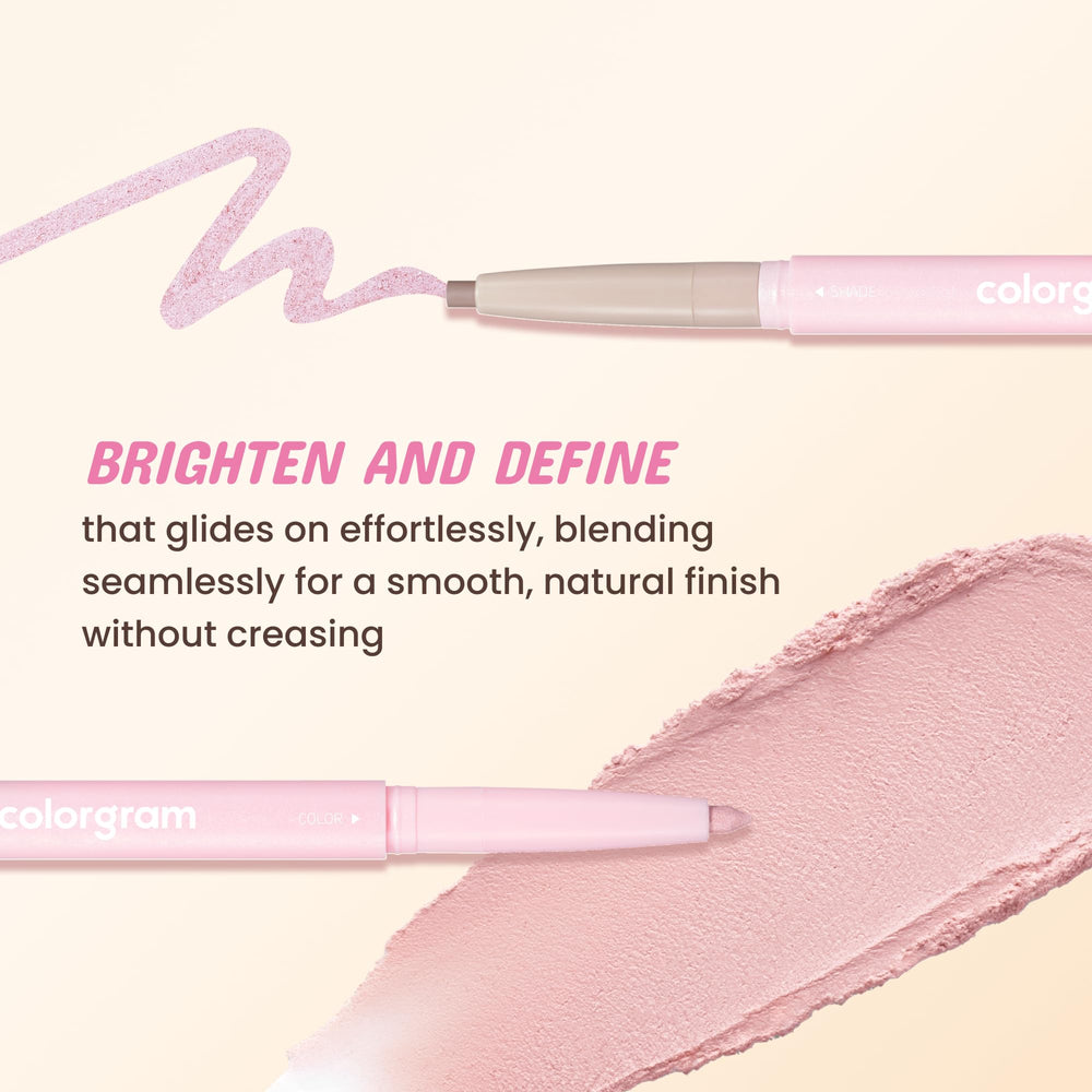COLORGRAM Under Eye Highlighter Stick features a shadow-concealer segment for volume.