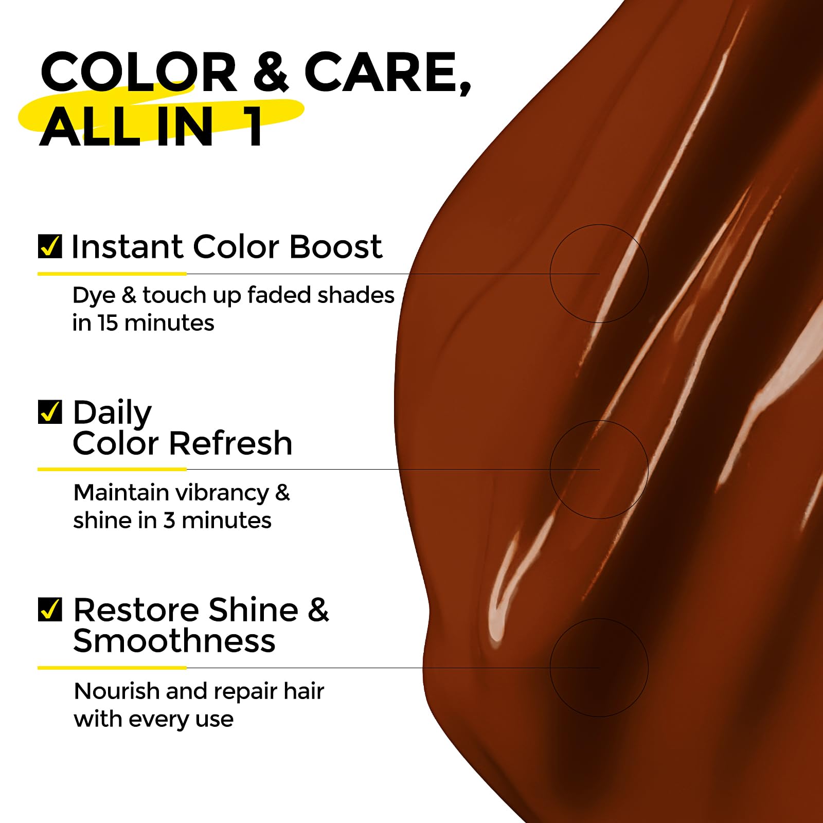 COLORLOMO copper shade on hair demonstrates warm amber glow