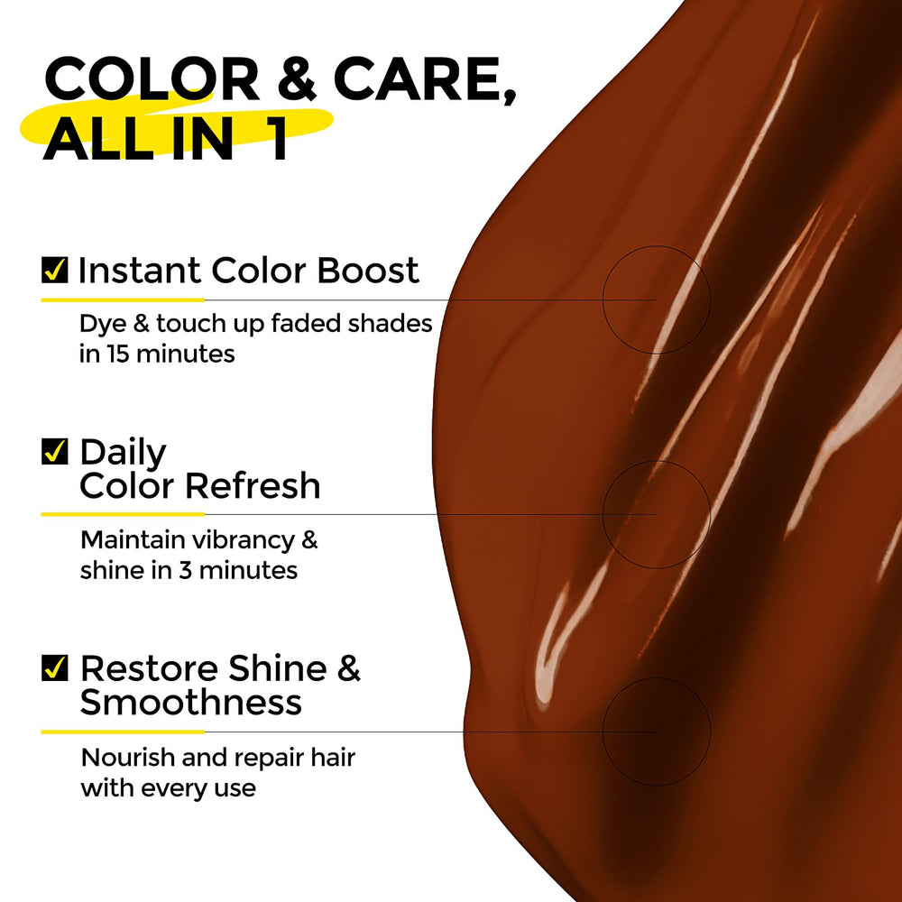 COLORLOMO copper shade on hair demonstrates warm amber glow