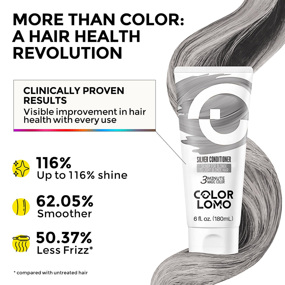 COLORLOMO glossy silver hair result with bright, pearl-like shine.