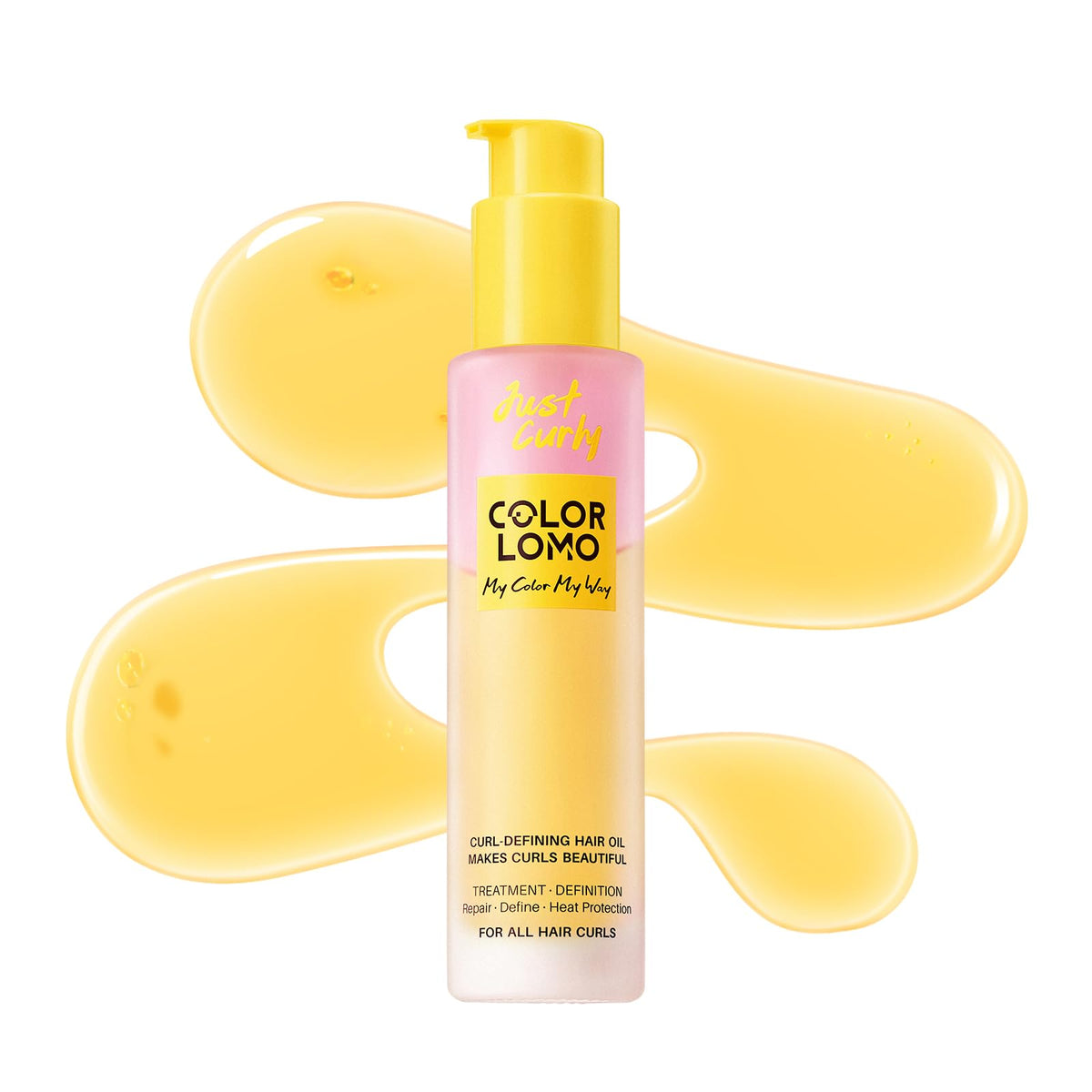 COLORLOMO styling oil serum bottle for defined, smooth curls.