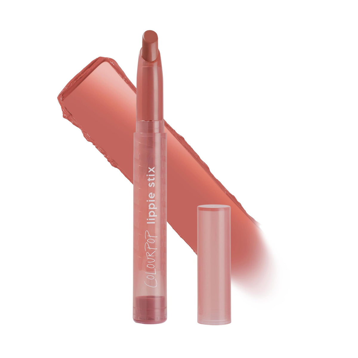 ColourPop Lippie Stix Brink swatch shows rich terracotta color with lasting moisture.