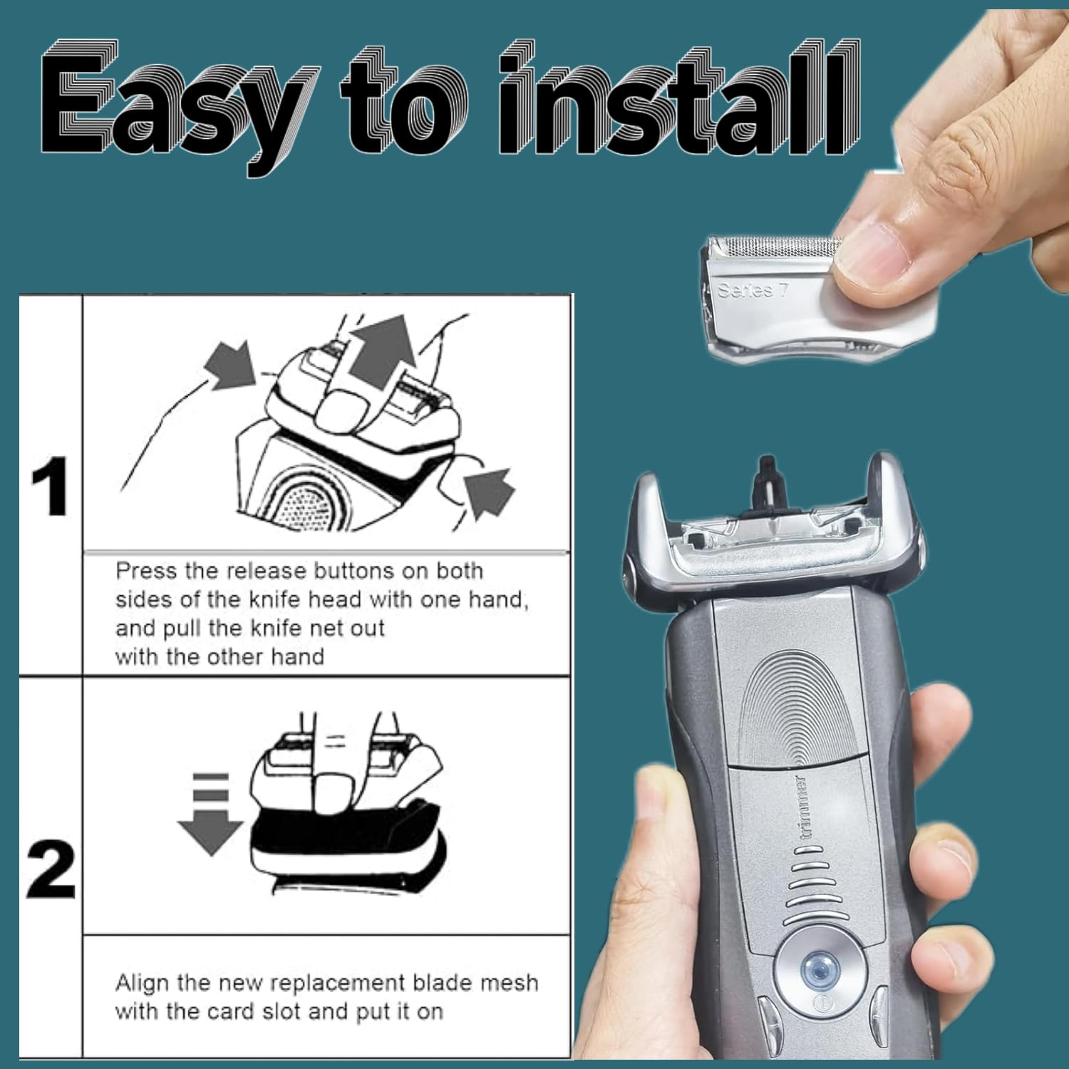 Colorski Series 7 70S replacement head for Braun 735s with hypoallergenic design for gentler grooming