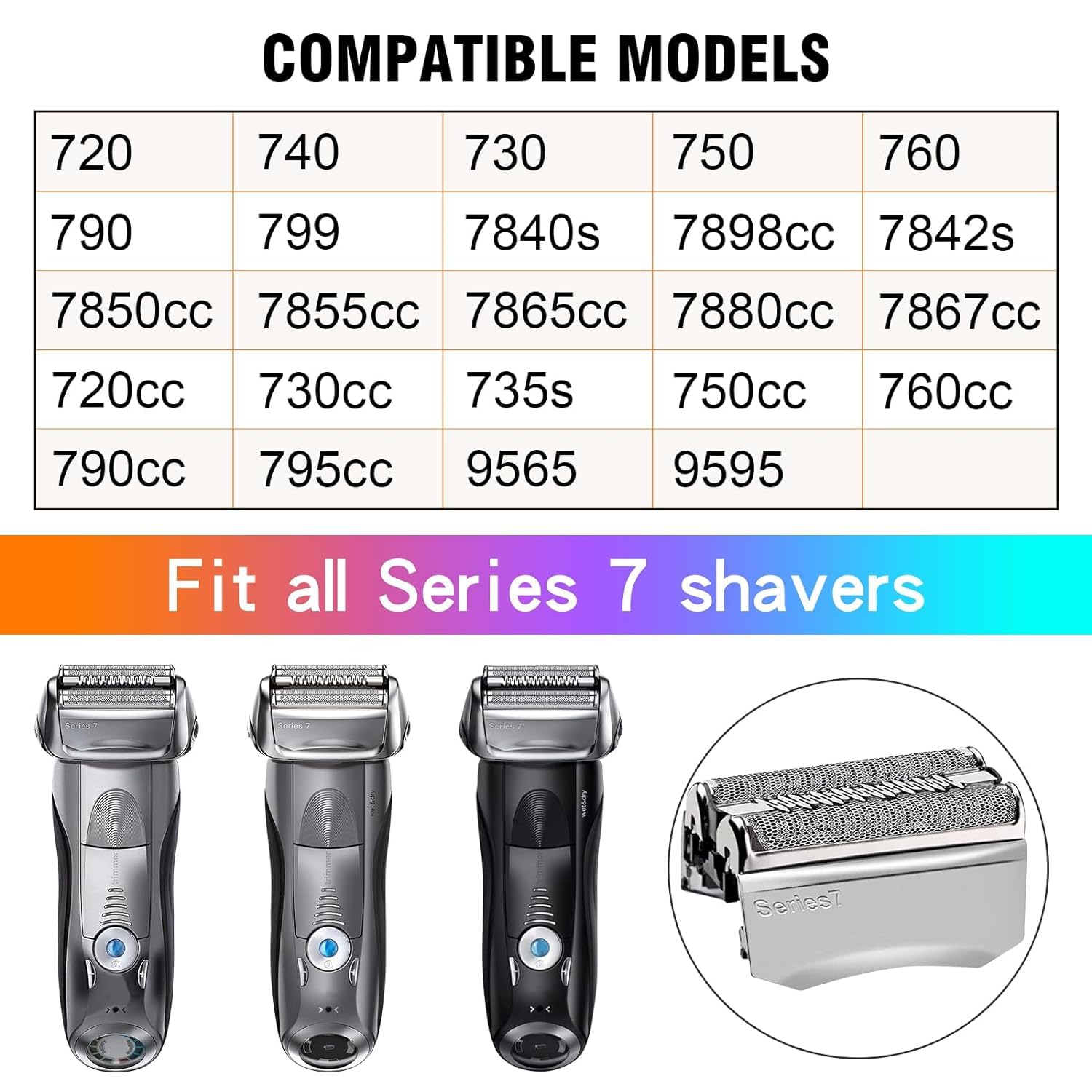 Colorski Series 7 70S replacement head easy install for Braun Series 7 shavers