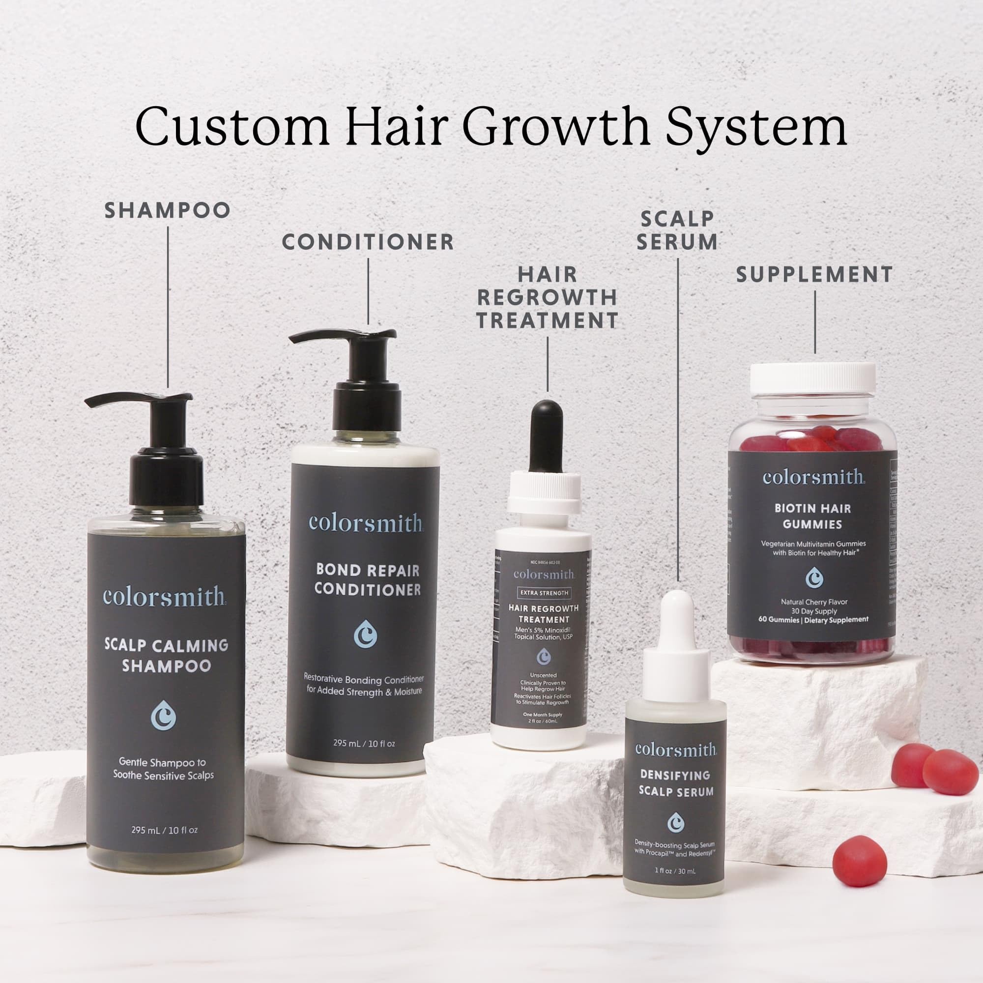 Colorsmith Densifying Scalp Serum hair-impact visualization suggests fuller appearance over time