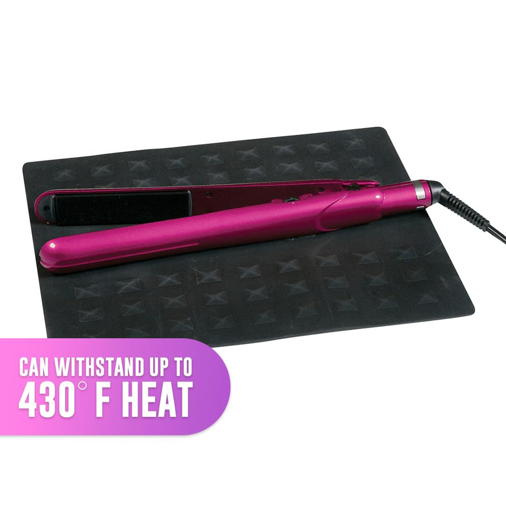 Colortrak heat-resistant styling station mat top view shows raised non-slip grid.