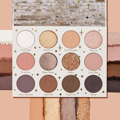 ColourPop 11:11 palette open pan view shows blendable matte and metallic shades.