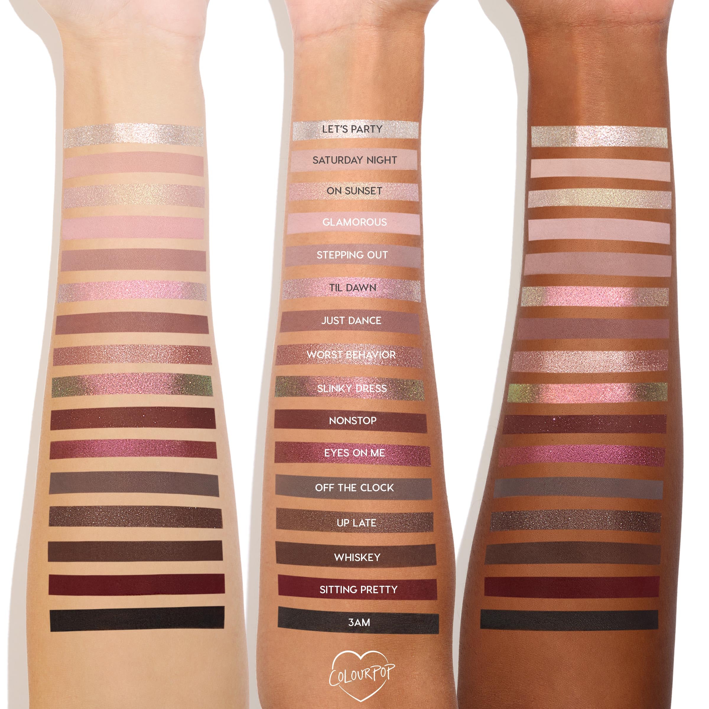 ColourPop After Hours glitter finish swatch captures sparkling texture and bold statement