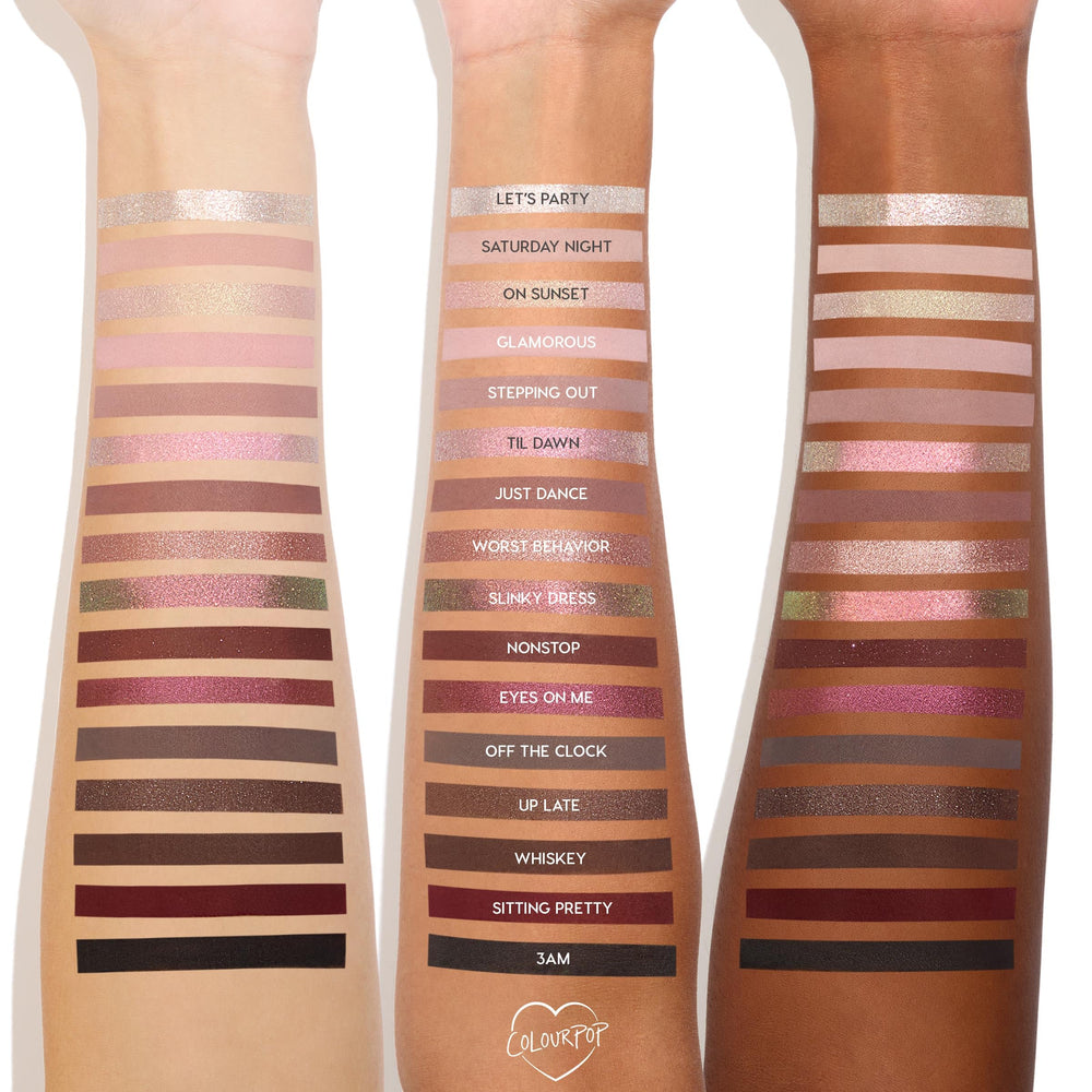 ColourPop After Hours glitter finish swatch captures sparkling texture and bold statement