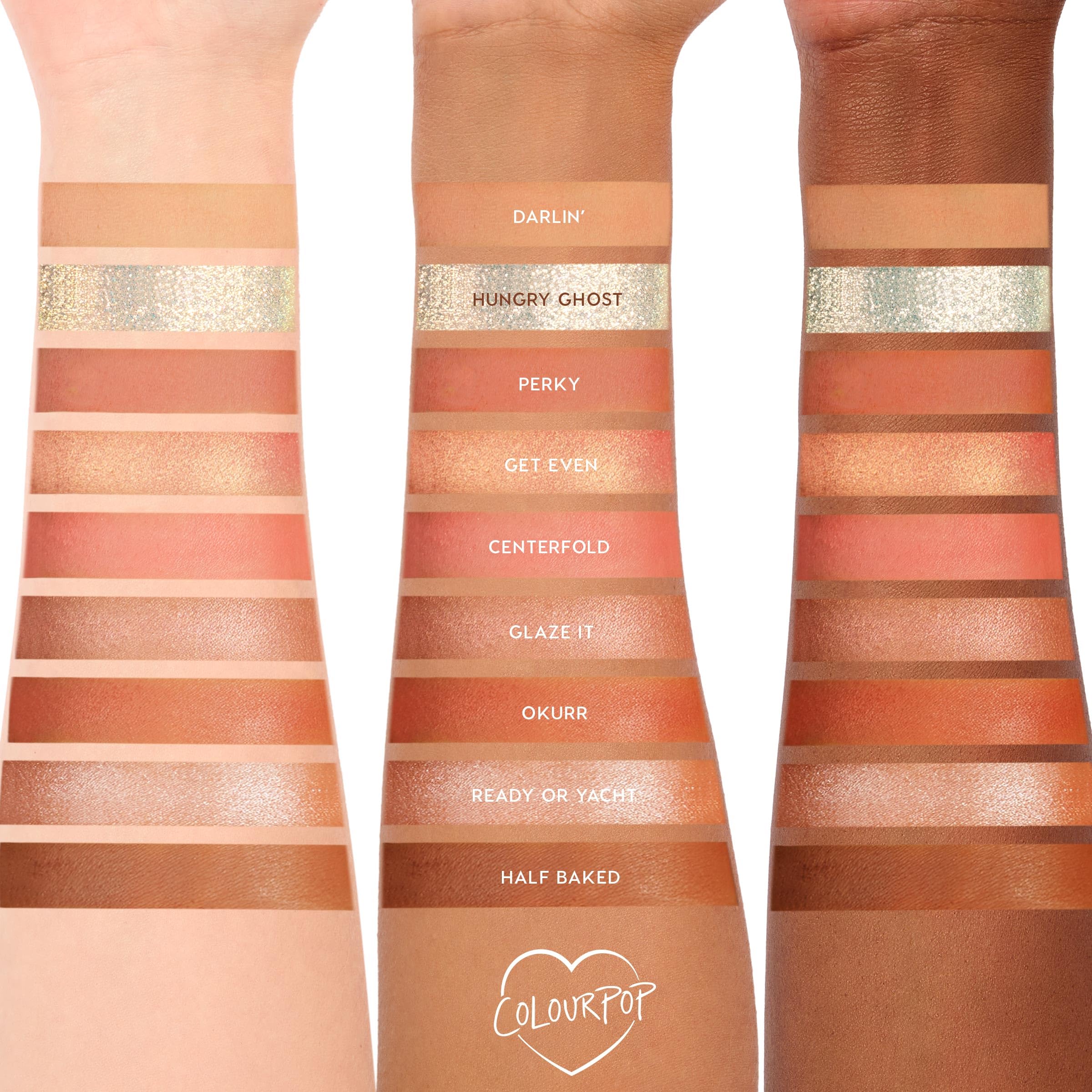 ColourPop Baby Got Peach glitter finish shade for festive sparkle and texture.