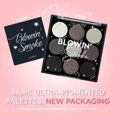 ColourPop Blowin' Smoke swatches highlight metallic finishes with rich payoff.