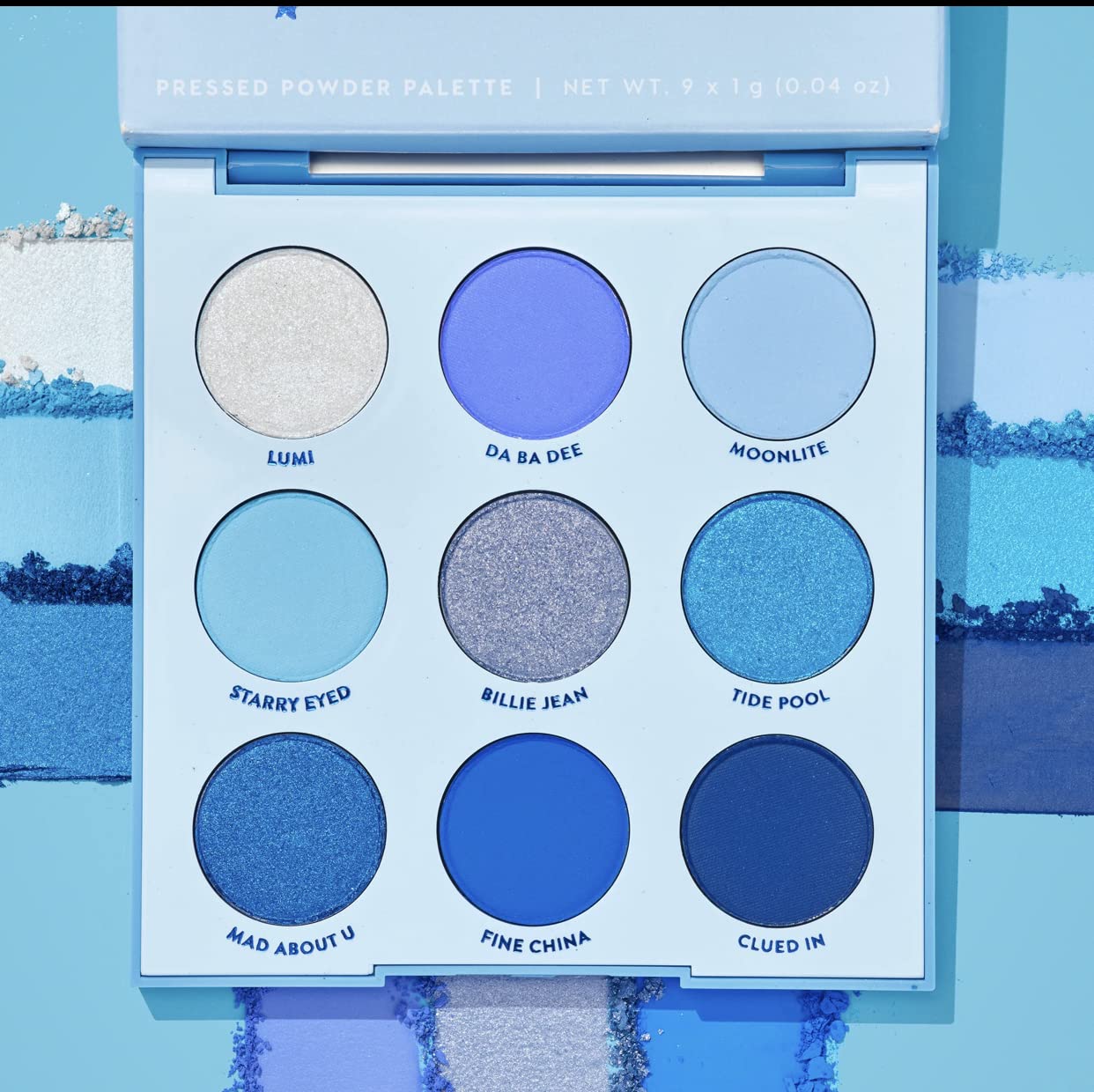ColourPop Blue Moon packaging close-up shows compact travel-ready design