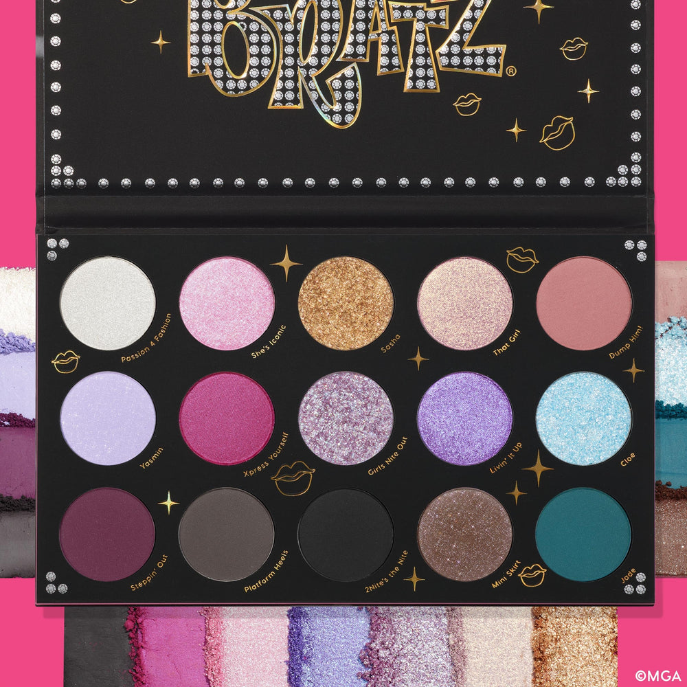 ColourPop Bratz Girls Nite Out palette open with vibrant shades.