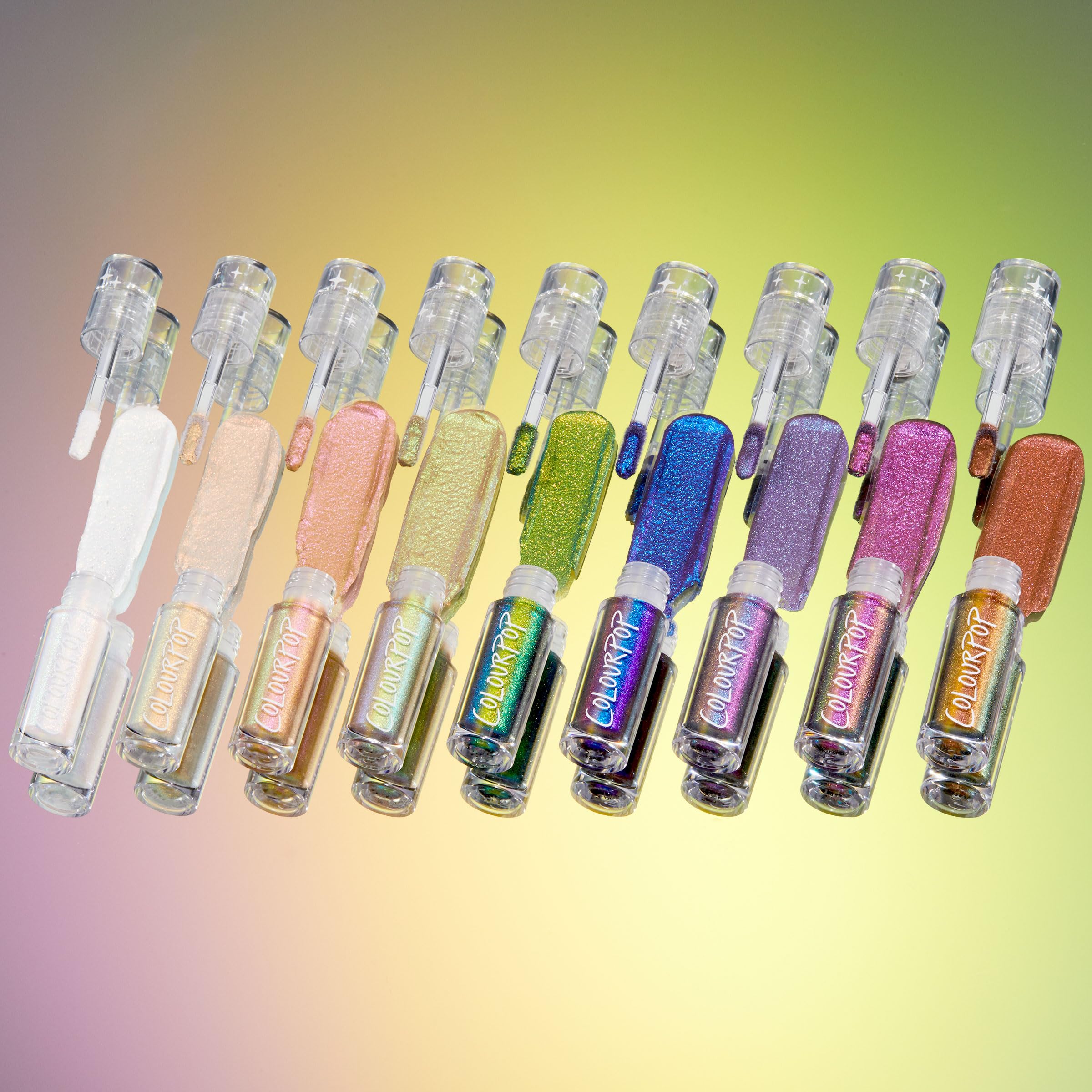 ColourPop Chrome Liquid Shadow Glaze pearls create festival-ready luminosity.