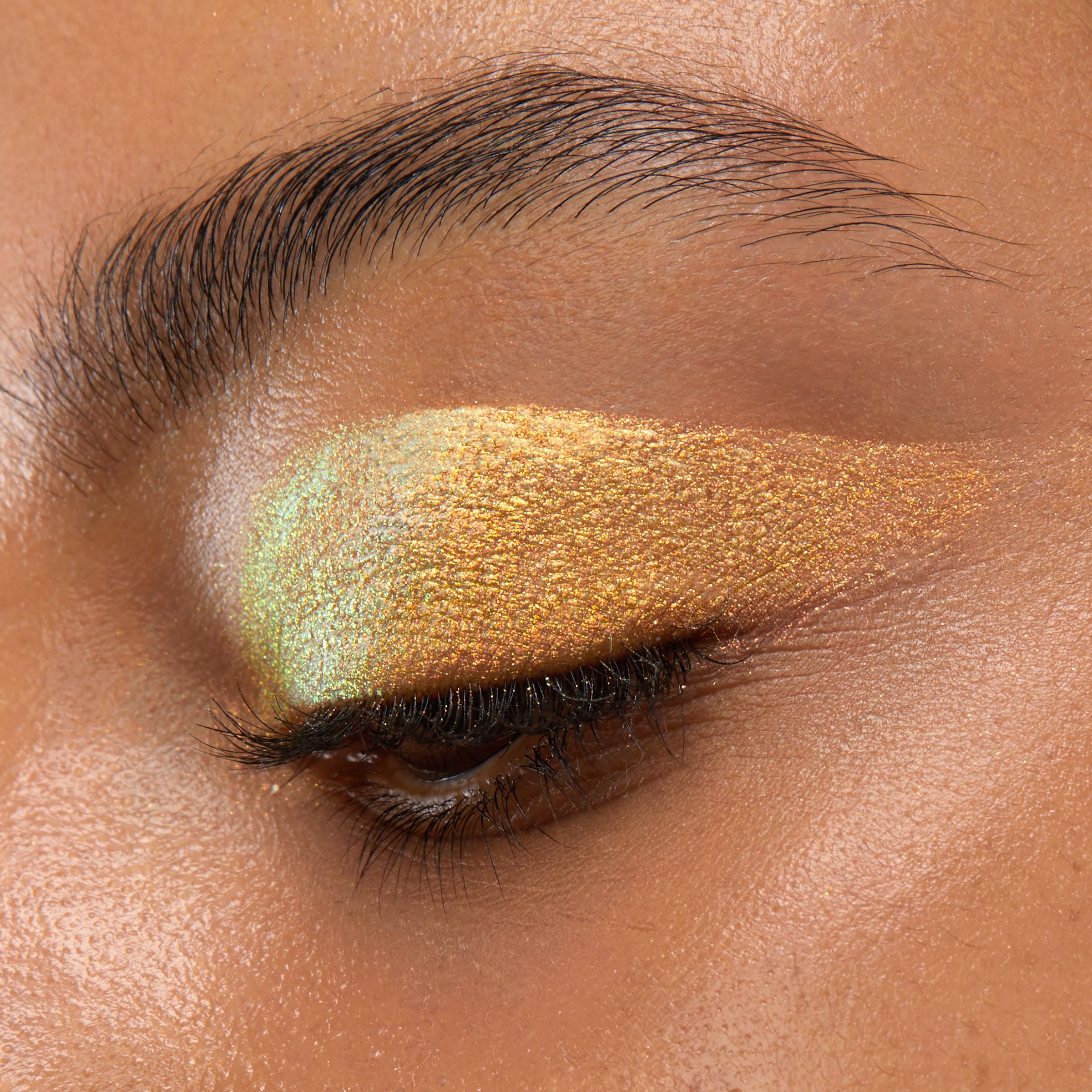 ColourPop Chrome Liquid Shadow Morpho layered over powder adds depth.