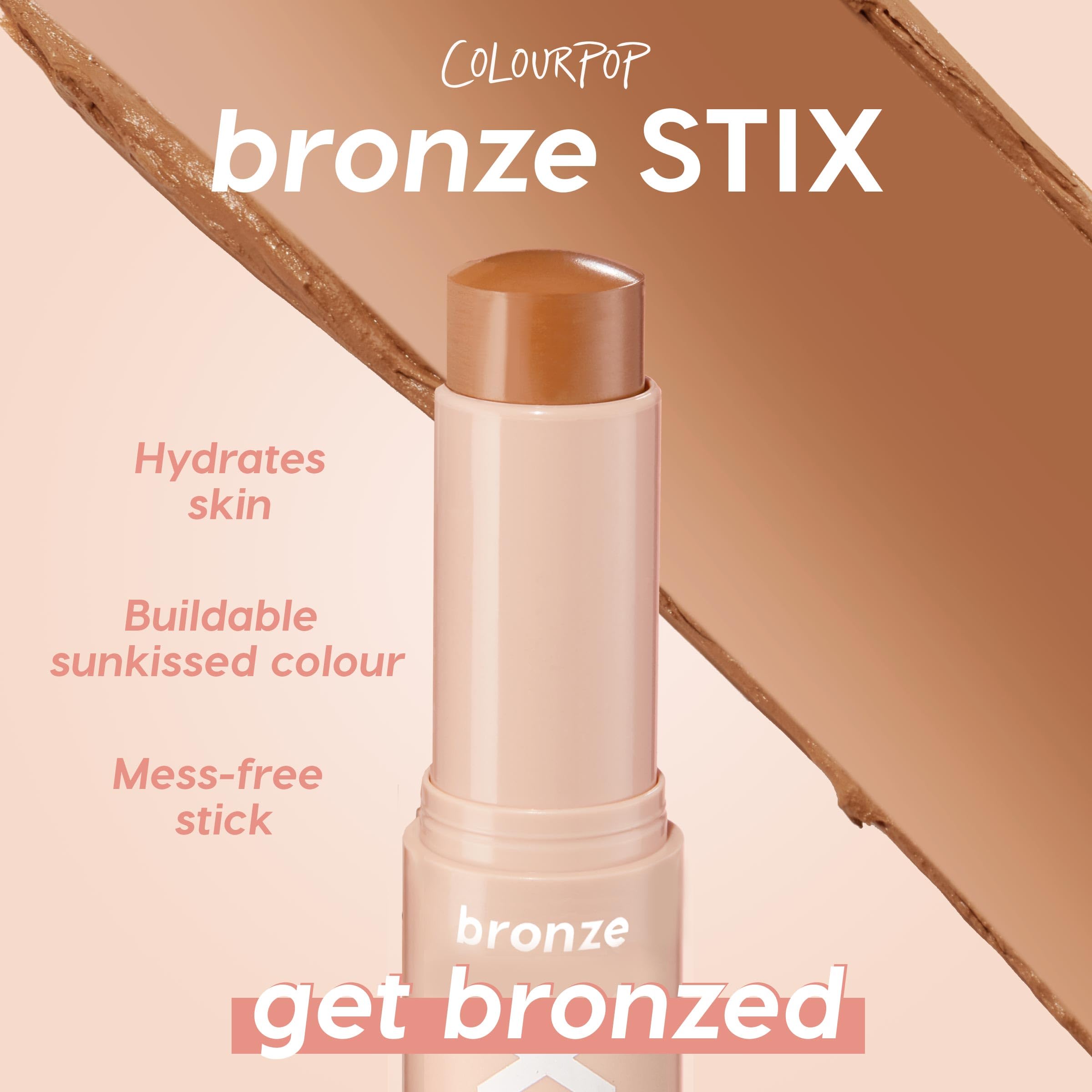 ColourPop Cream Bronzer Stick blends softly with fingertips for seamless finish.