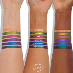 Metallic finish swatch of ColourPop Crème Gel Waterproof Eyeliner with bold shimmer.