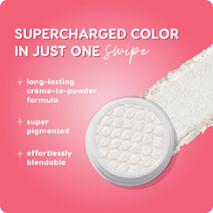 ColourPop creme-powder glitter shadow shows high-impact shimmer on eyelid