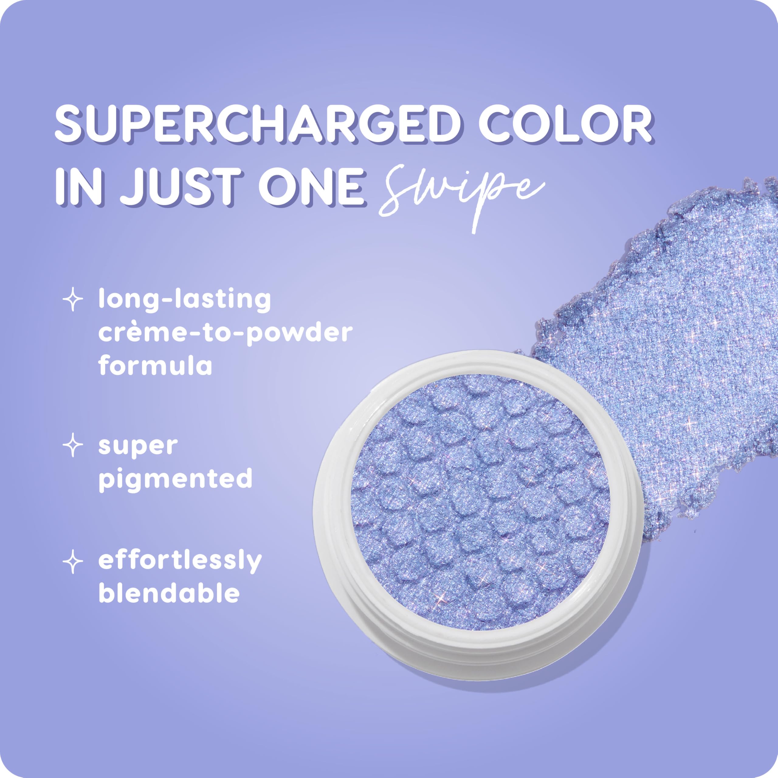 ColourPop Dream Much glitter shadow on lid with durable color and glow.