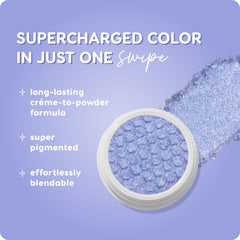 ColourPop Dream Much glitter shadow on lid with durable color and glow.