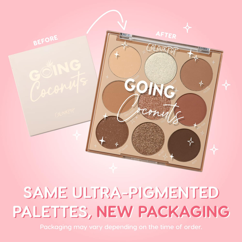 ColourPop Going Coconuts swatches reveal rich pigment and satin texture.
