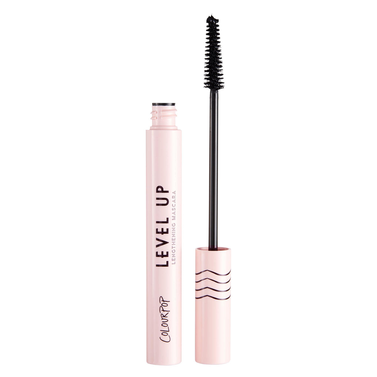ColourPop Level Up Lengthening Mascara wand close-up with a precision tapered tip for lifted lashes.