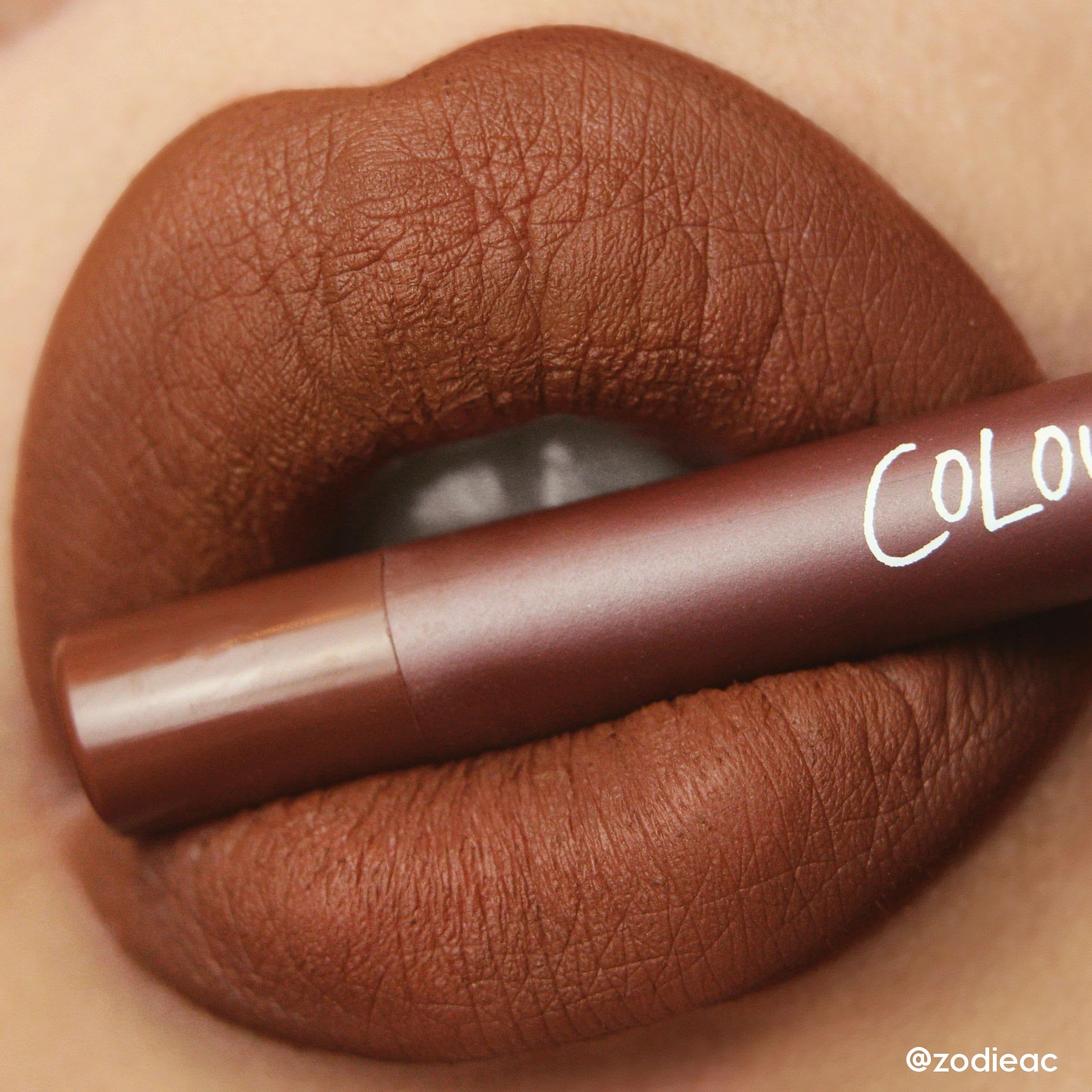 ColourPop Lippie Pencil swatch on lips with bold color payoff.