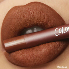 ColourPop Lippie Pencil swatch on lips with bold color payoff.