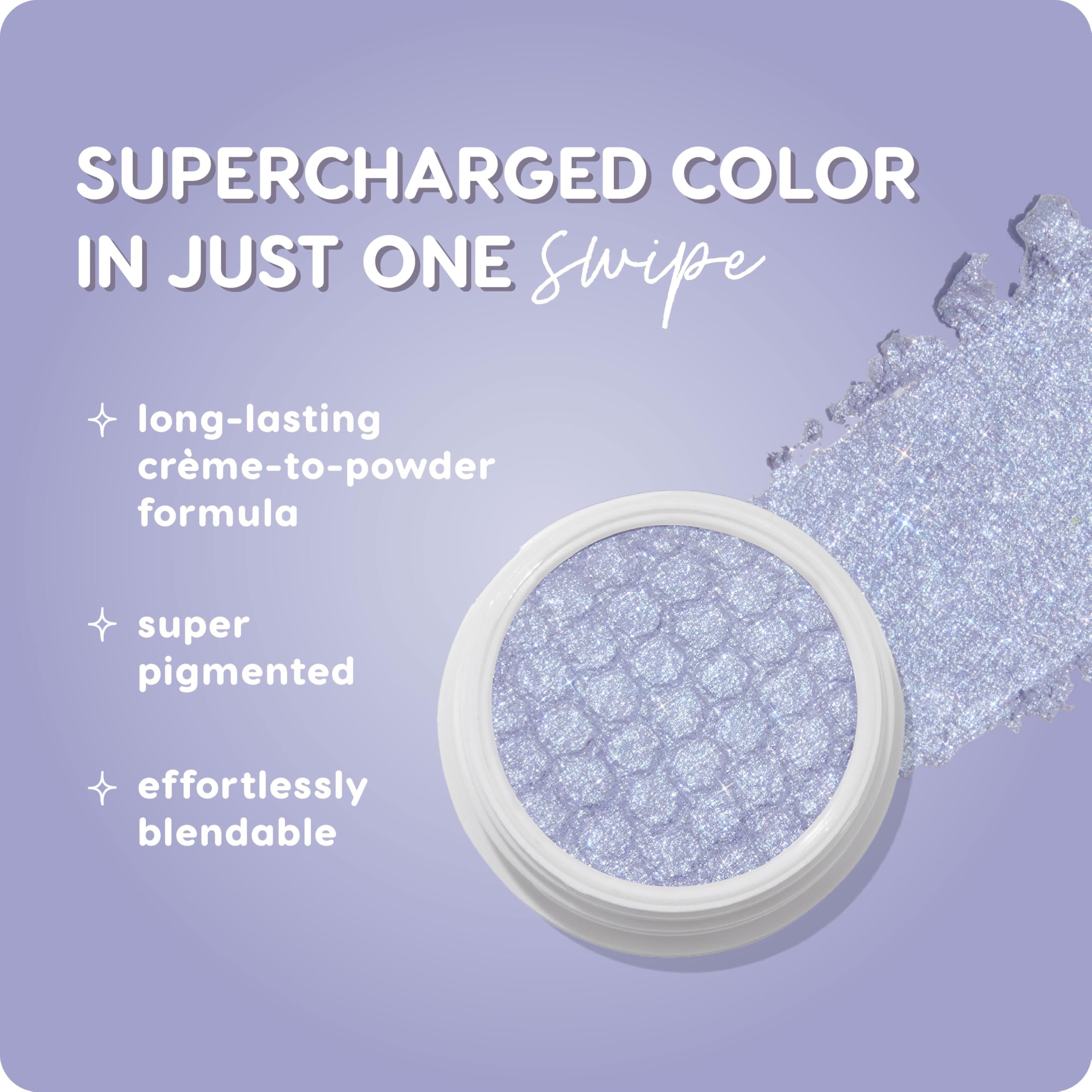 Moon Daisy swatch reveals metallic baby blue finish with shimmer.