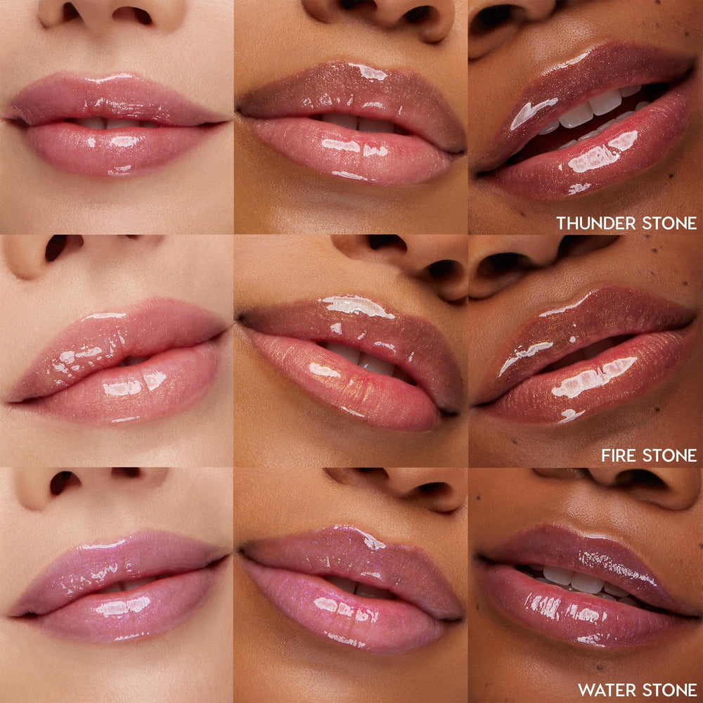 ColourPop Evolution gloss Vaporeon on-lip shot reveals a cool, pearlescent glow.