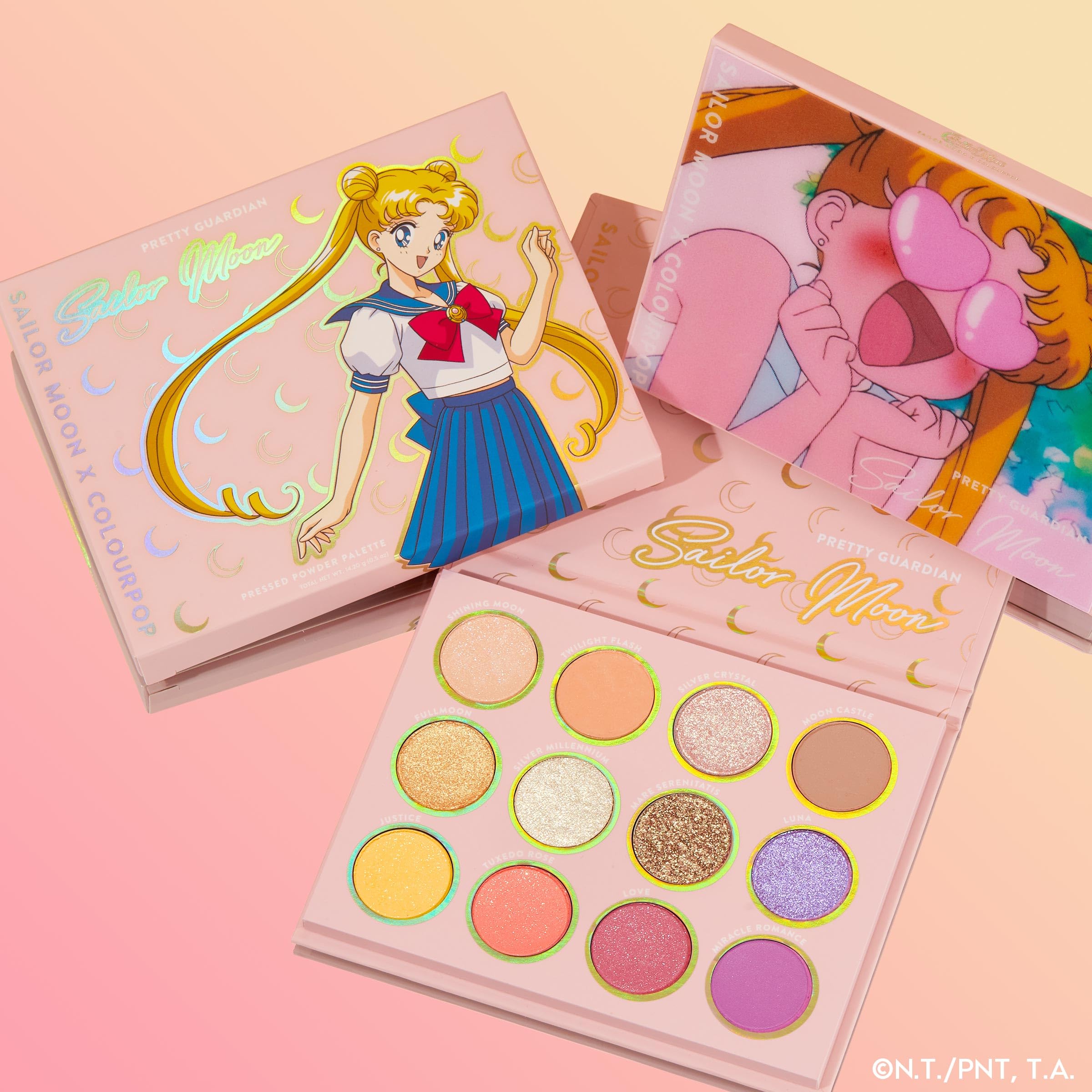 ColourPop Sailor Moon palette swatches array for versatile looks.