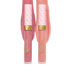 ColourPop Sailor Moon Ultra Glossy Lip swatch shows peachy shine with gold specks