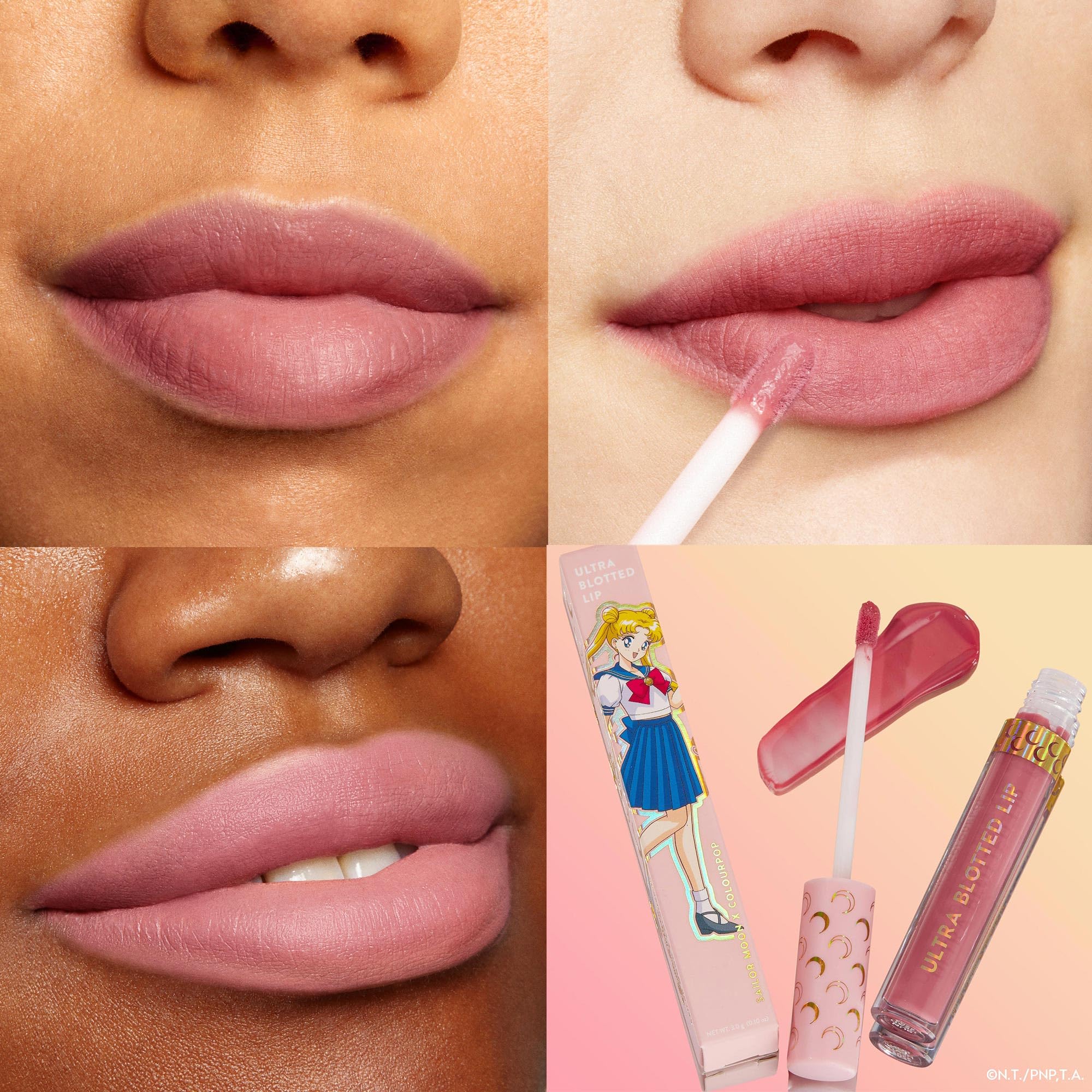 Soft peach with gold pinpoints swatch from Sailor Moon Ultra Glossy Lip