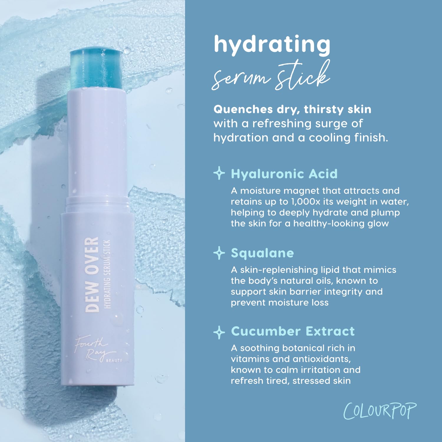 ColourPop Serum Stick with squalane to boost moisture retention