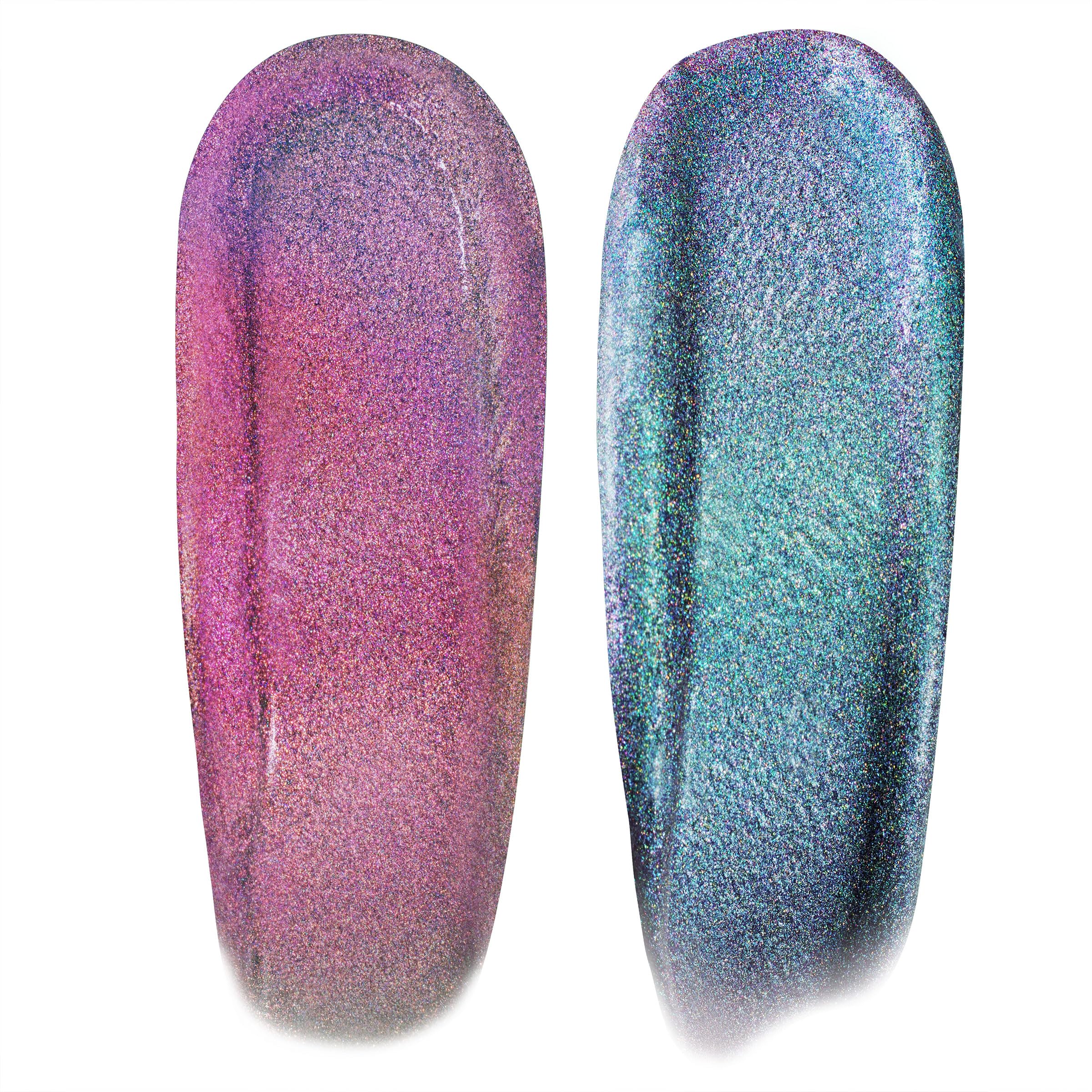 ColourPop Stranger Things Chrome Liquid Eyeshadow Duo swatches reveal shifting color in light.