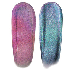 ColourPop Stranger Things Chrome Liquid Eyeshadow Duo swatches reveal shifting color in light.