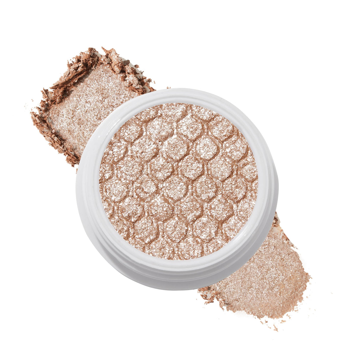 ColourPop Super Shock Shadow Ritz glitter swatch highlighting high pigment and lasting shimmer.