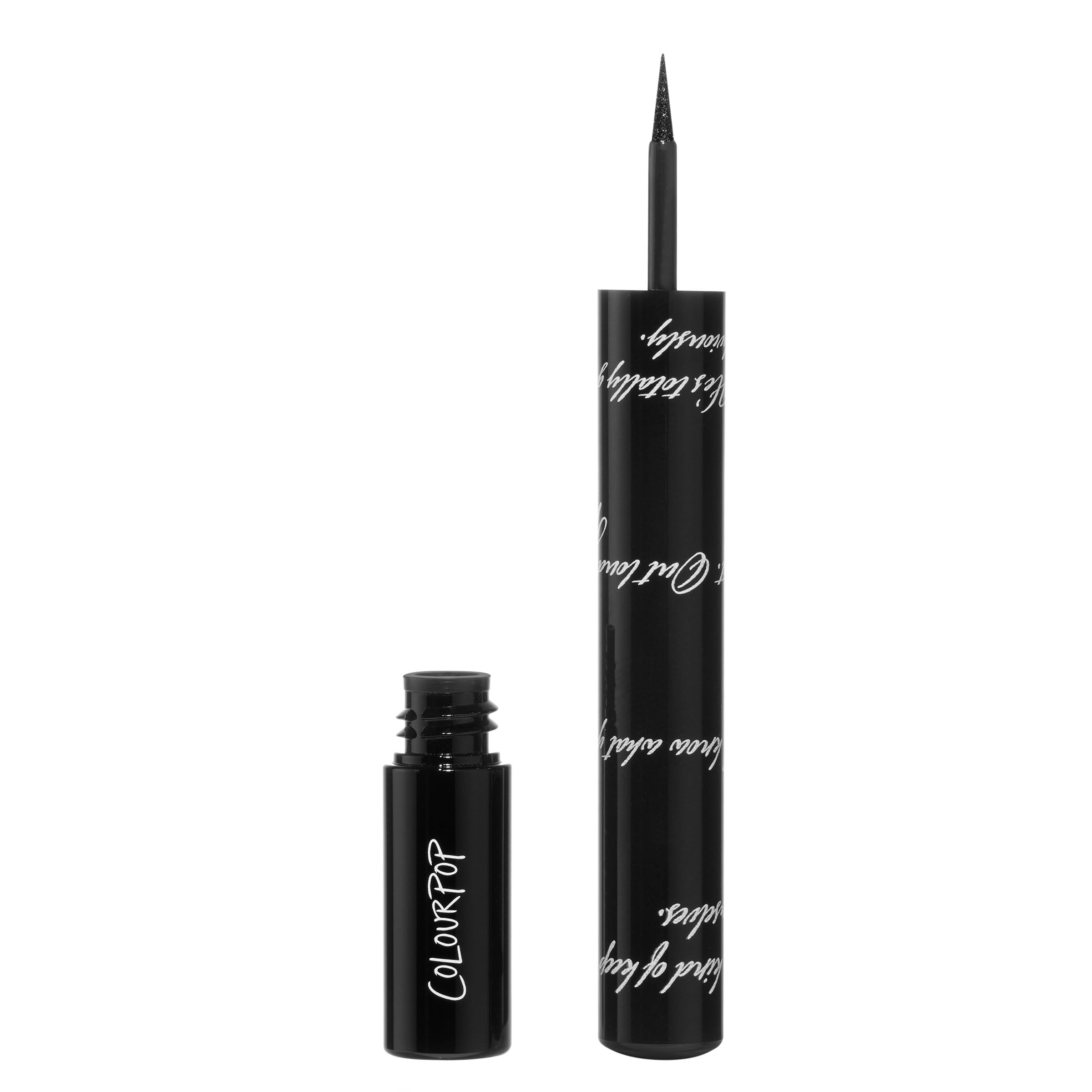 ColourPop Twilight Graphix Ink Liner Coven flexible-tip closeup for sharp wings.