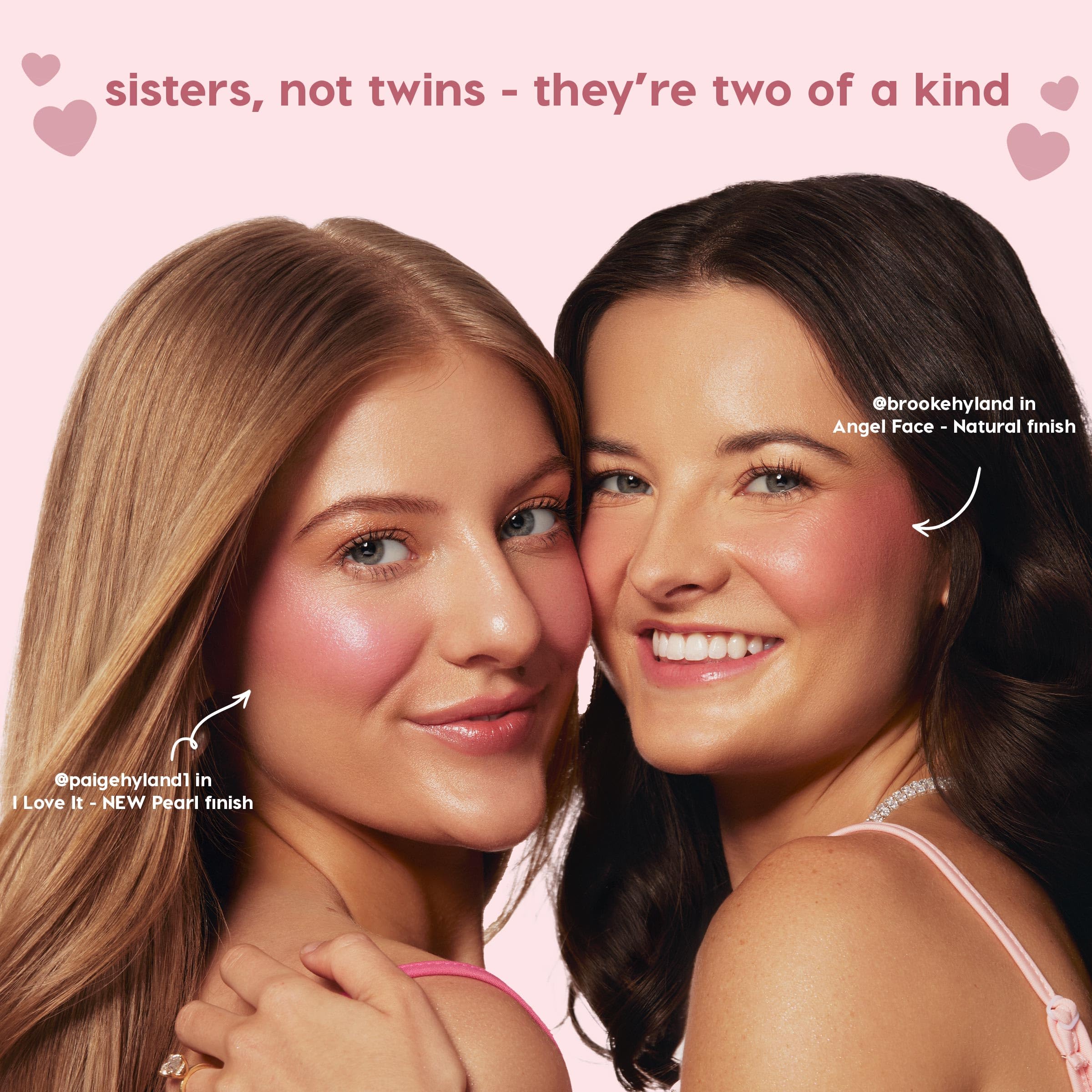 Cheek swatch reveals buildable color with a soft pearl glow.