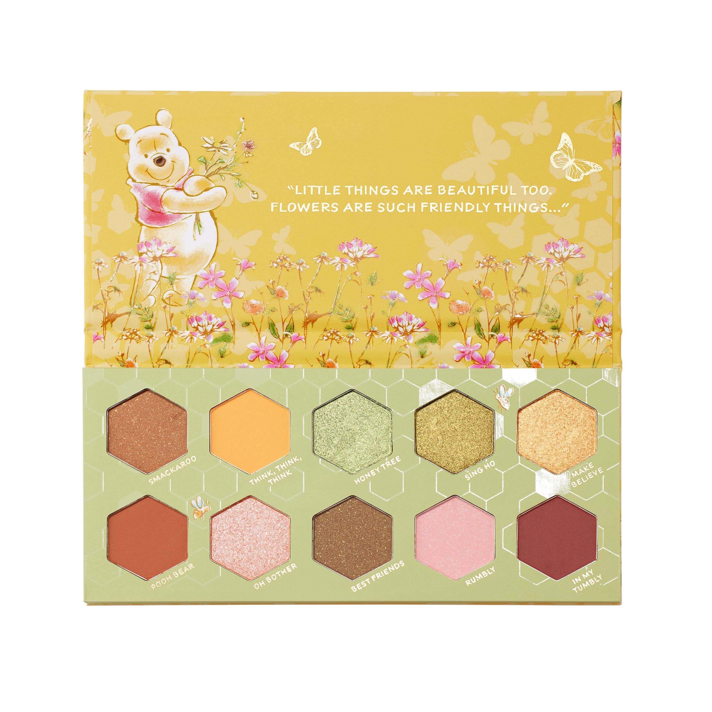ColourPop Winnie the Pooh Sweet As Can Bee palette open shows vibrant honey-toned shades for bold looks