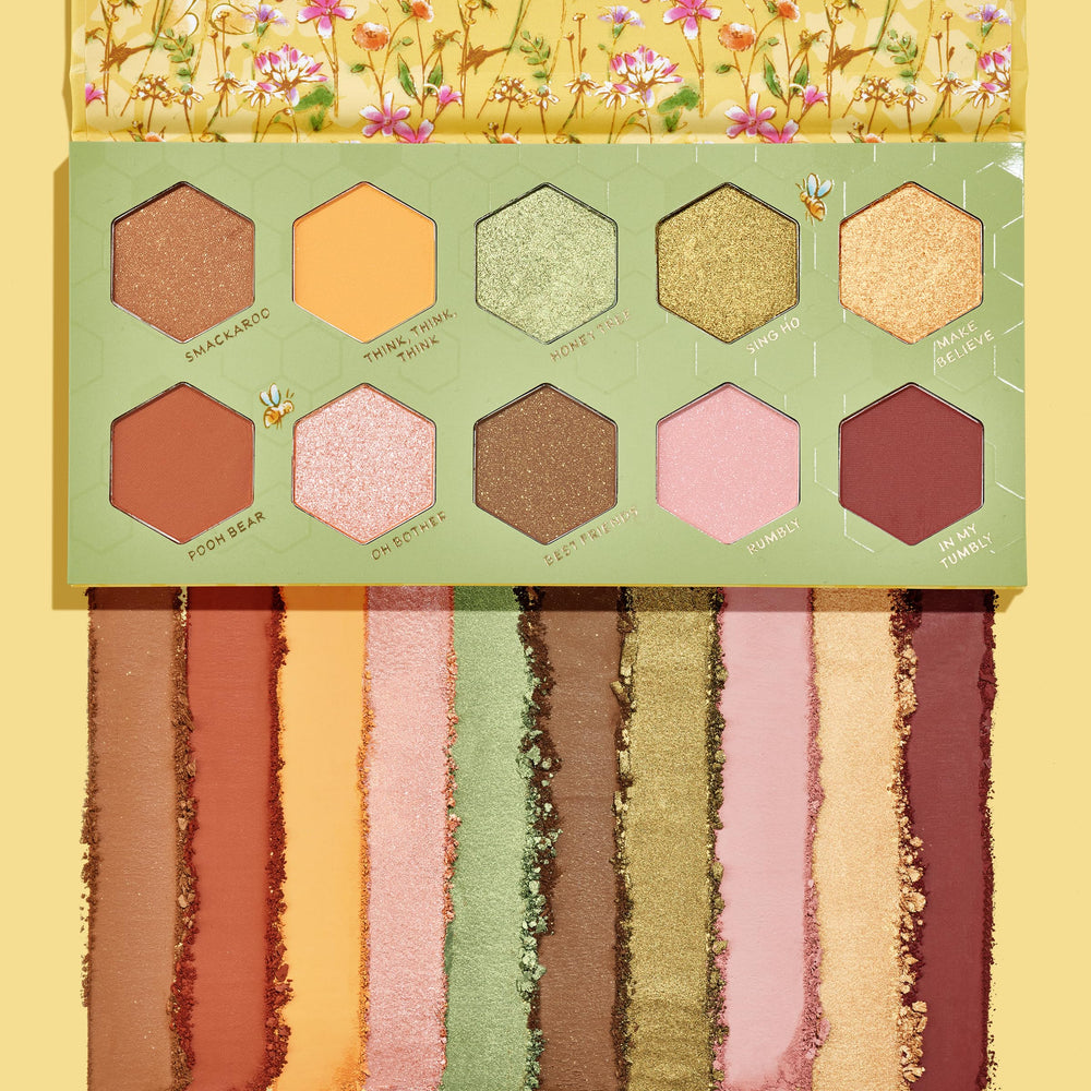 ColourPop Winnie the Pooh Sweet As Can Bee swatches show creamy textures and smooth blendability