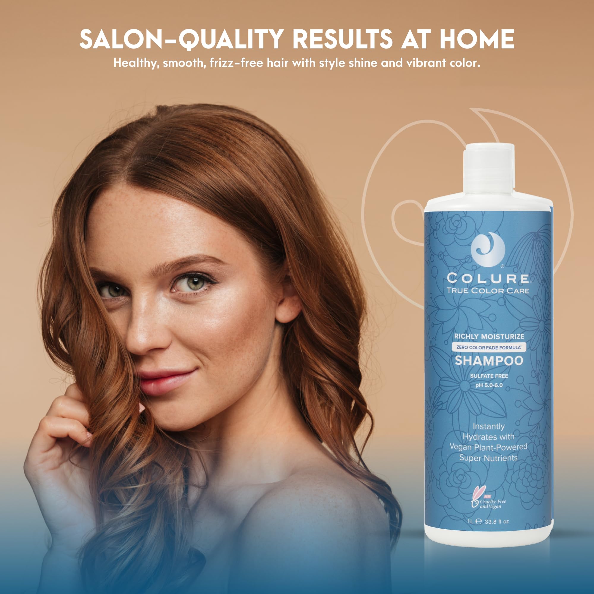 COLURE Richly Moisturize Shampoo ingredients closeup highlighting vegan and cruelty-free formulation.